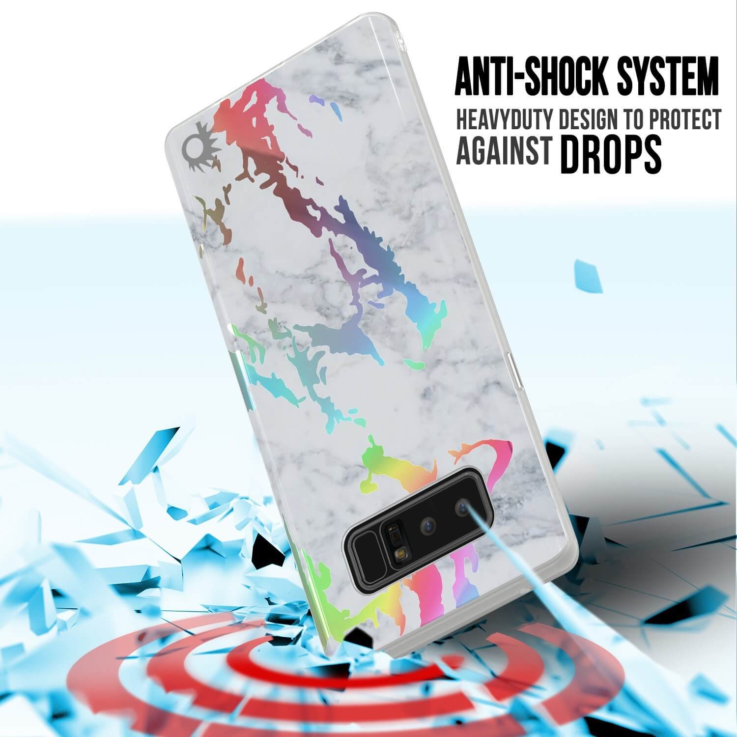 Capa Punkcase Galaxy Note 8 de mármore, cobertura protetora de corpo inteiro com protetor de tela PunkShield (Blanco Marmo)