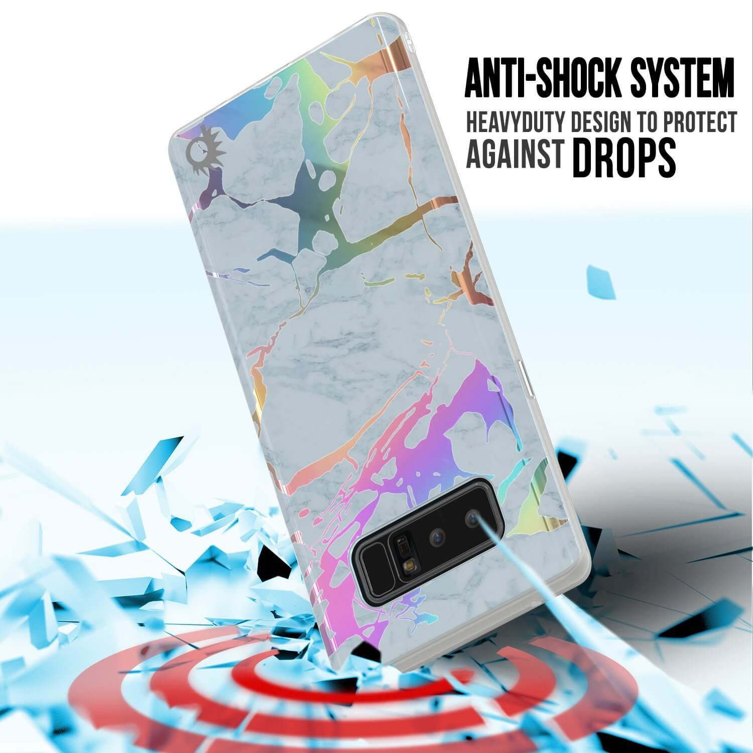 Capa Punkcase Galaxy Note 8 Marble, Cobertura Protetora de Corpo Inteiro c/Protetor de Tela PunkShield (Azul Marmo)