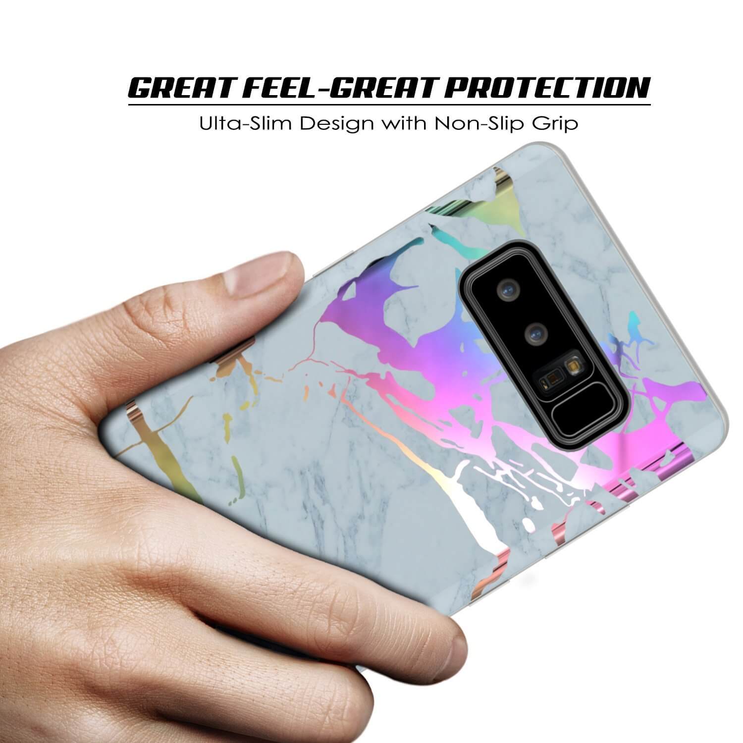 Capa Punkcase Galaxy Note 8 Marble, Cobertura Protetora de Corpo Inteiro c/Protetor de Tela PunkShield (Azul Marmo)