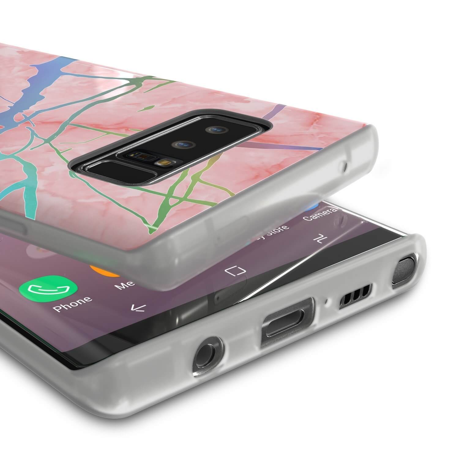 Capa de mármore Punkcase Galaxy Note 8, cobertura de corpo inteiro protetora com Protetor de tela PunkShield (Miragem de Rosa)