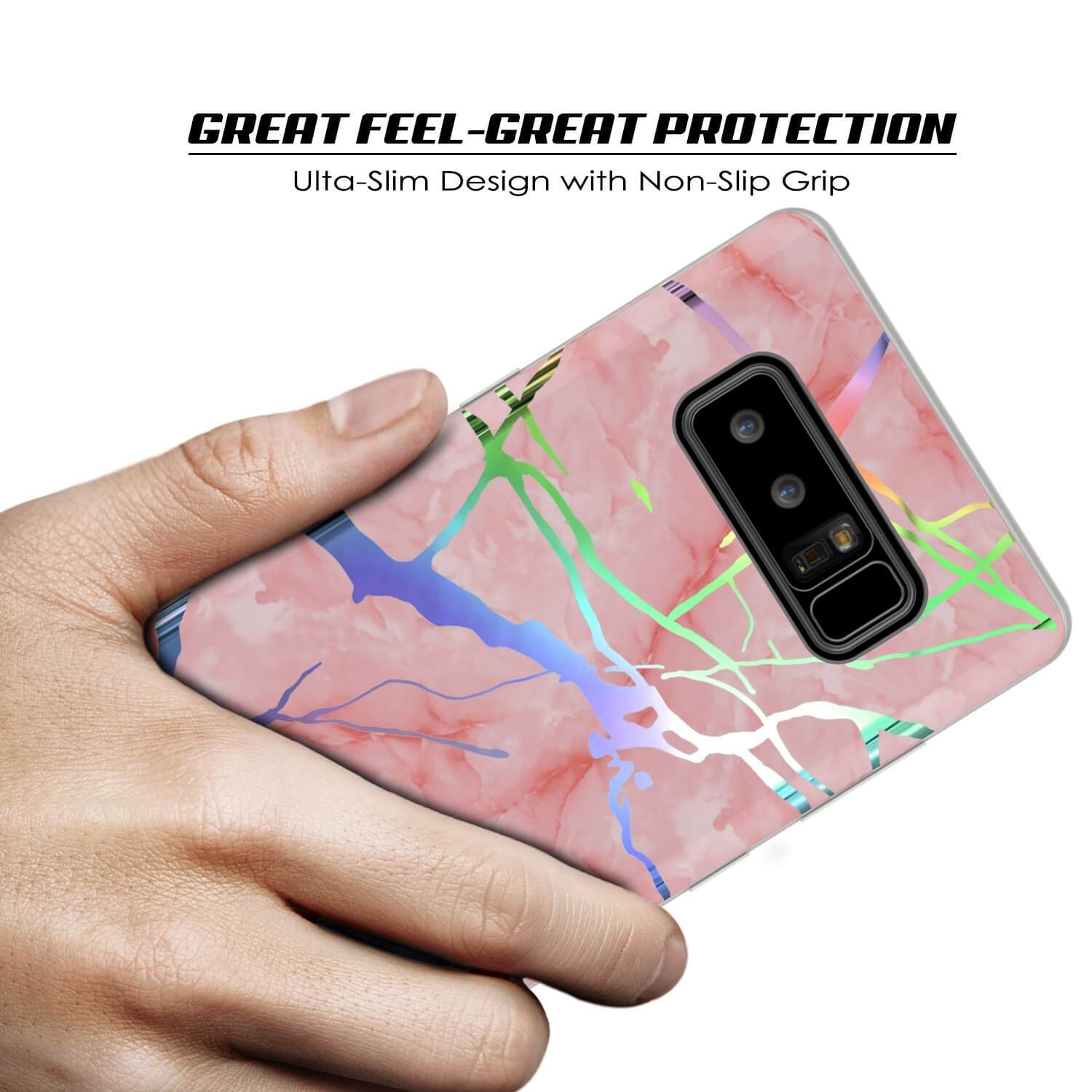 Capa de mármore Punkcase Galaxy Note 8, cobertura de corpo inteiro protetora com Protetor de tela PunkShield (Miragem de Rosa)