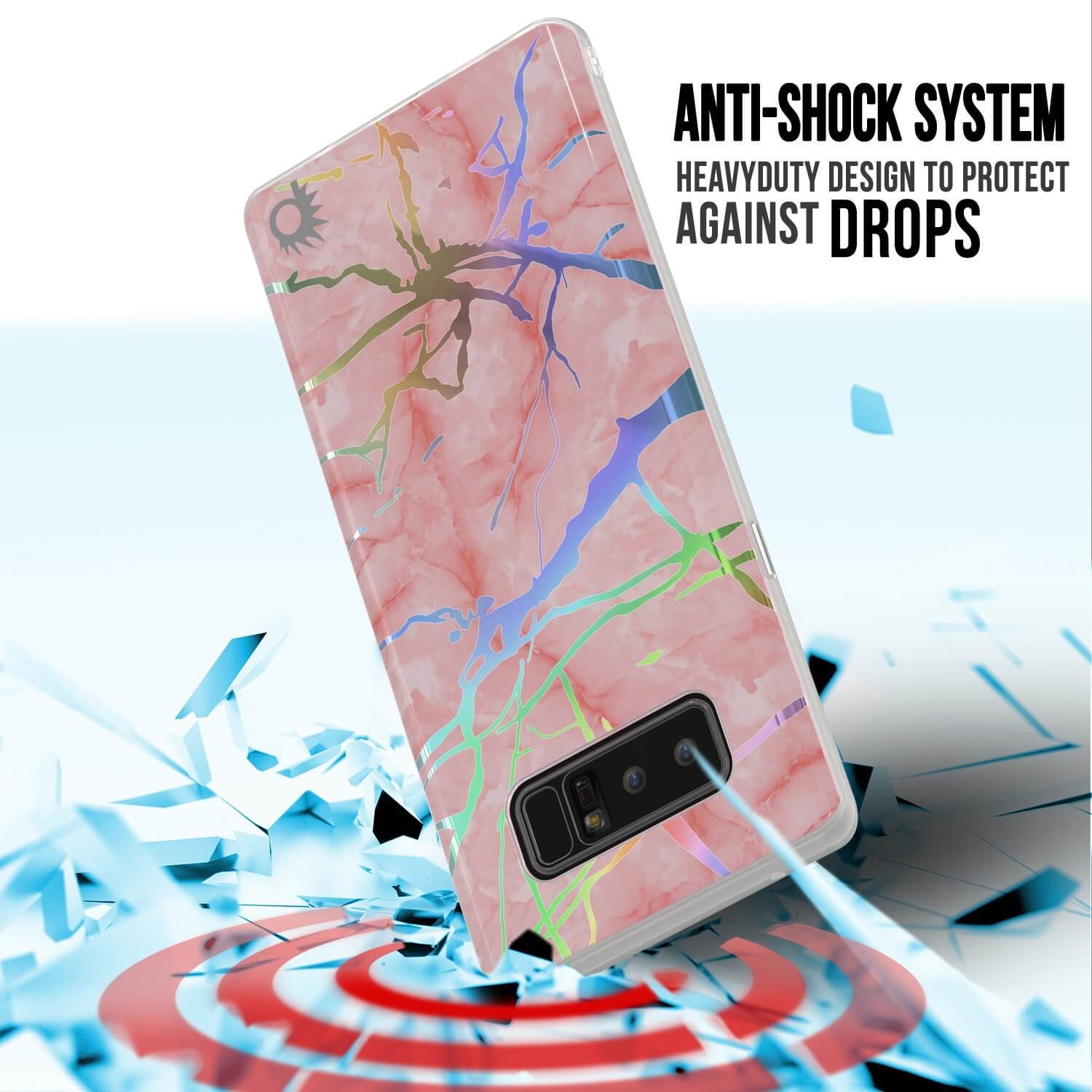 Capa de mármore Punkcase Galaxy Note 8, cobertura de corpo inteiro protetora com Protetor de tela PunkShield (Miragem de Rosa)