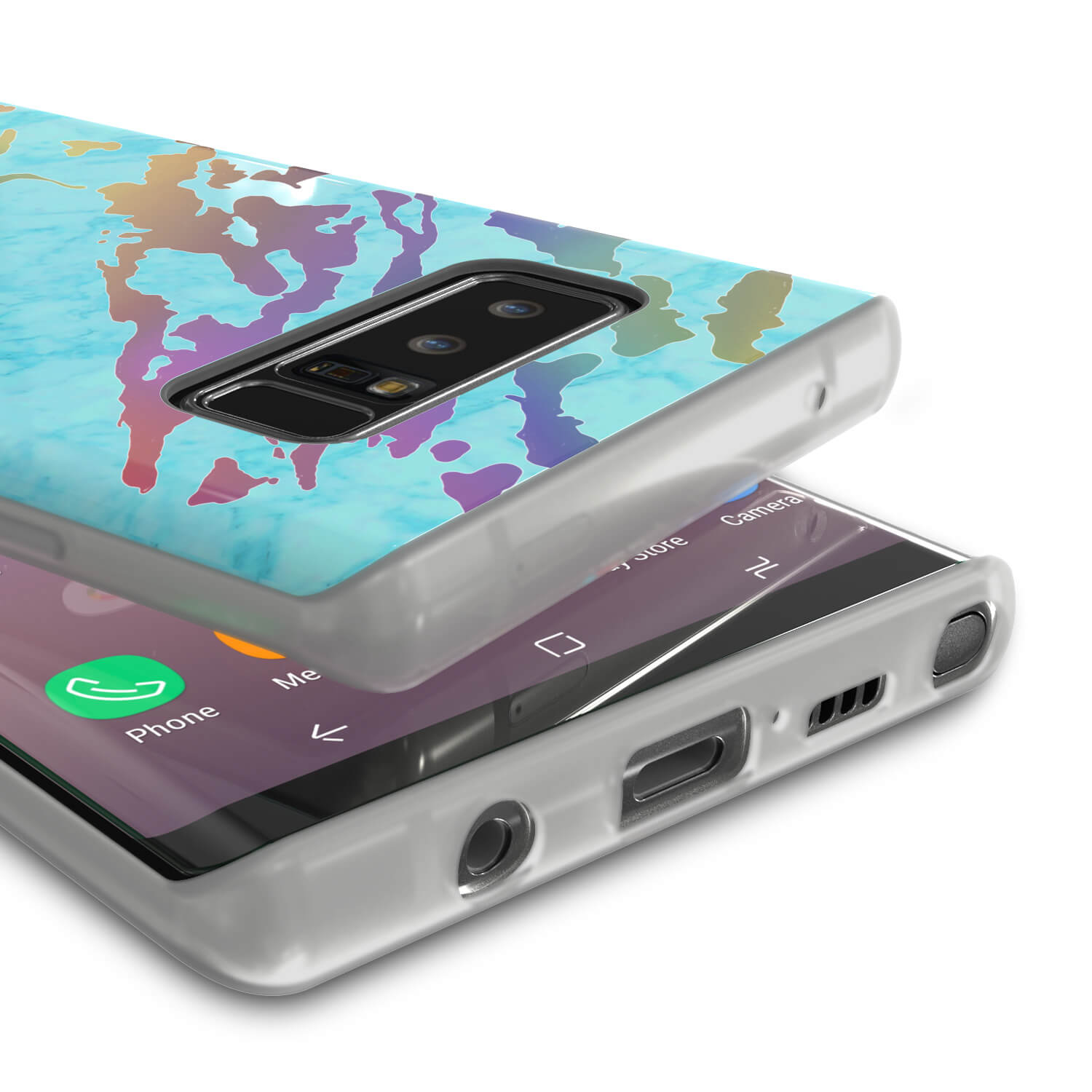 Capa de mármore Punkcase Galaxy Note 8, cobertura completa protetora do corpo com Protetor de Tela PunkShield (Teal Ônix)