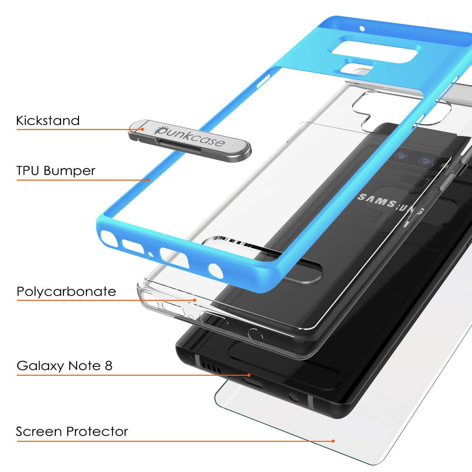 Galaxy Note 9 Lucid 3.0 PunkCase Armor Cover w/Integrated Kickstand and Screen Protector [Blue] (Color in image: Rose Gold)