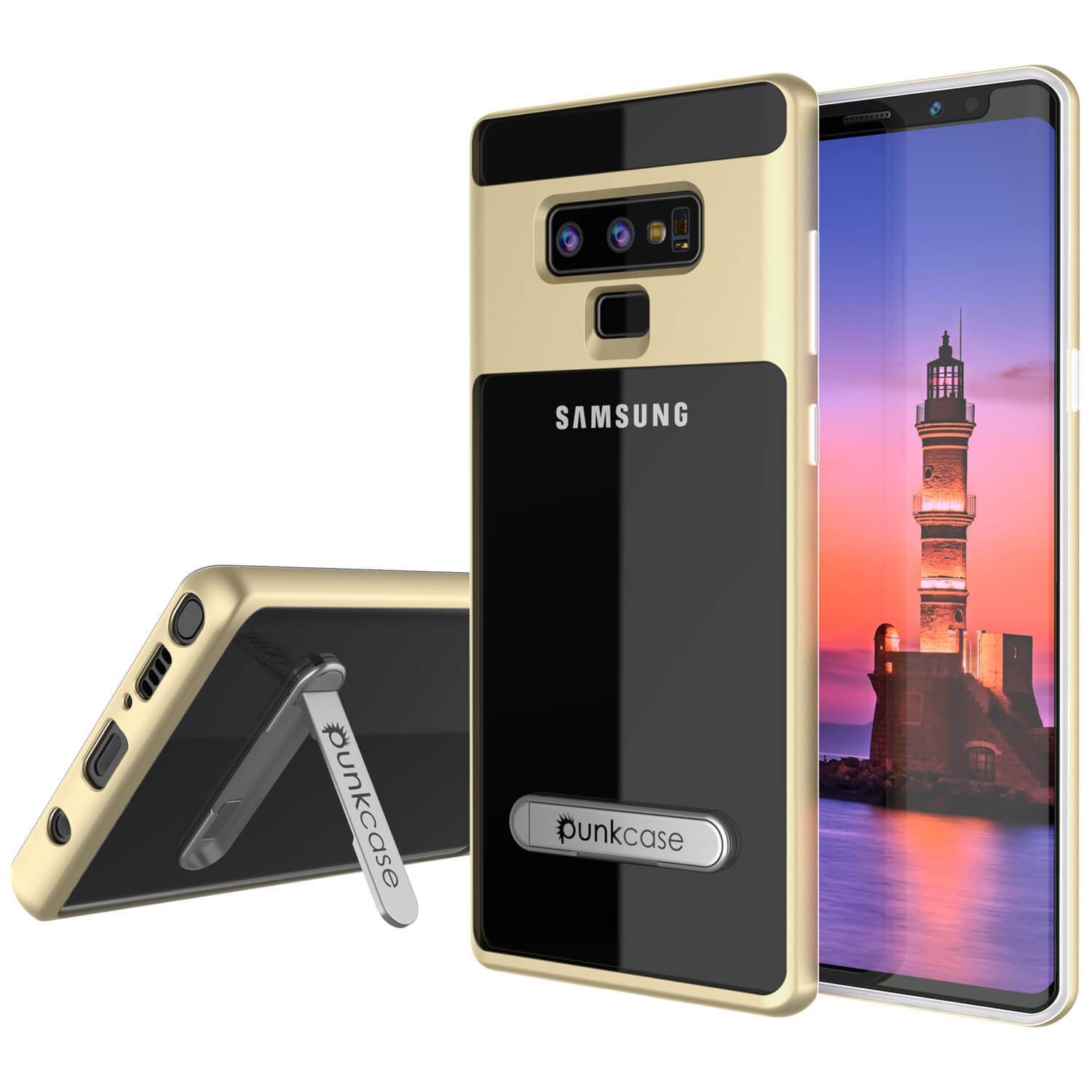 Capa de armadura de 3.0 PunkCase Lucid Galaxy Note 9 com suporte integrado e protetor de tela [Dourado]