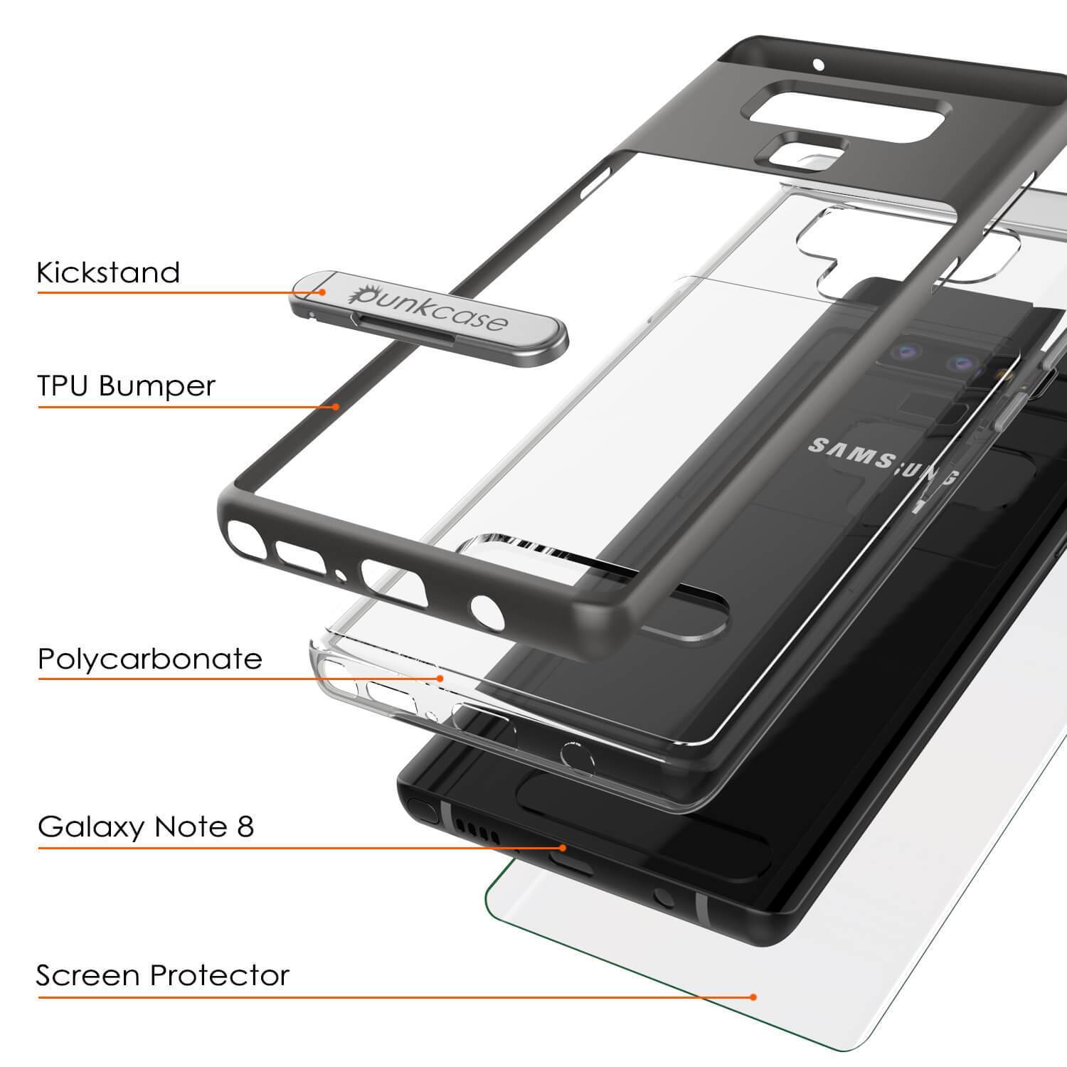 Galaxy Note 9 Lucid 3.0 PunkCase Armor Cover w/Integrated Kickstand and Screen Protector [Grey] (Color in image: Blue)