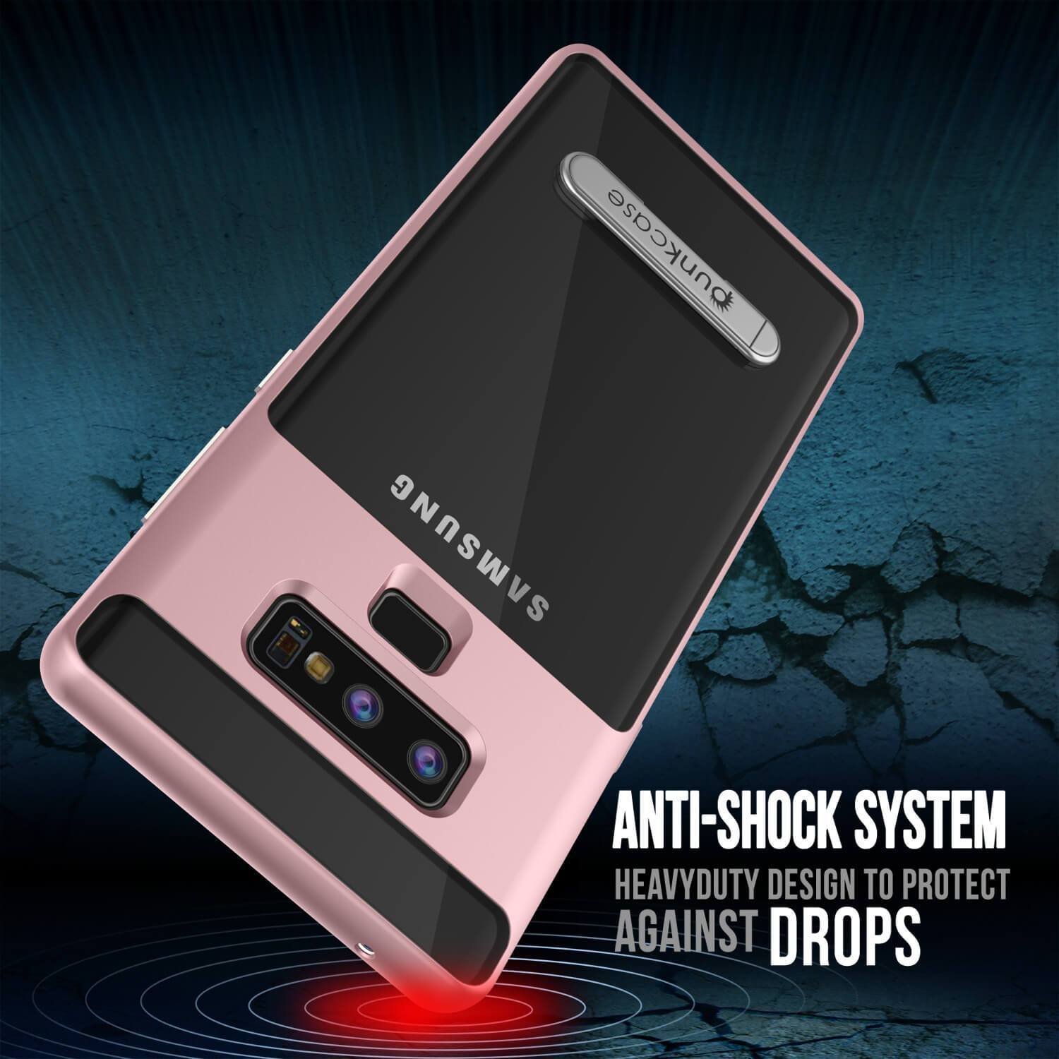 Galaxy Note 9 Lucid 3.0 PunkCase Armor Cover w/Integrated Kickstand and Screen Protector [Rose Gold] (Color in image: Red)