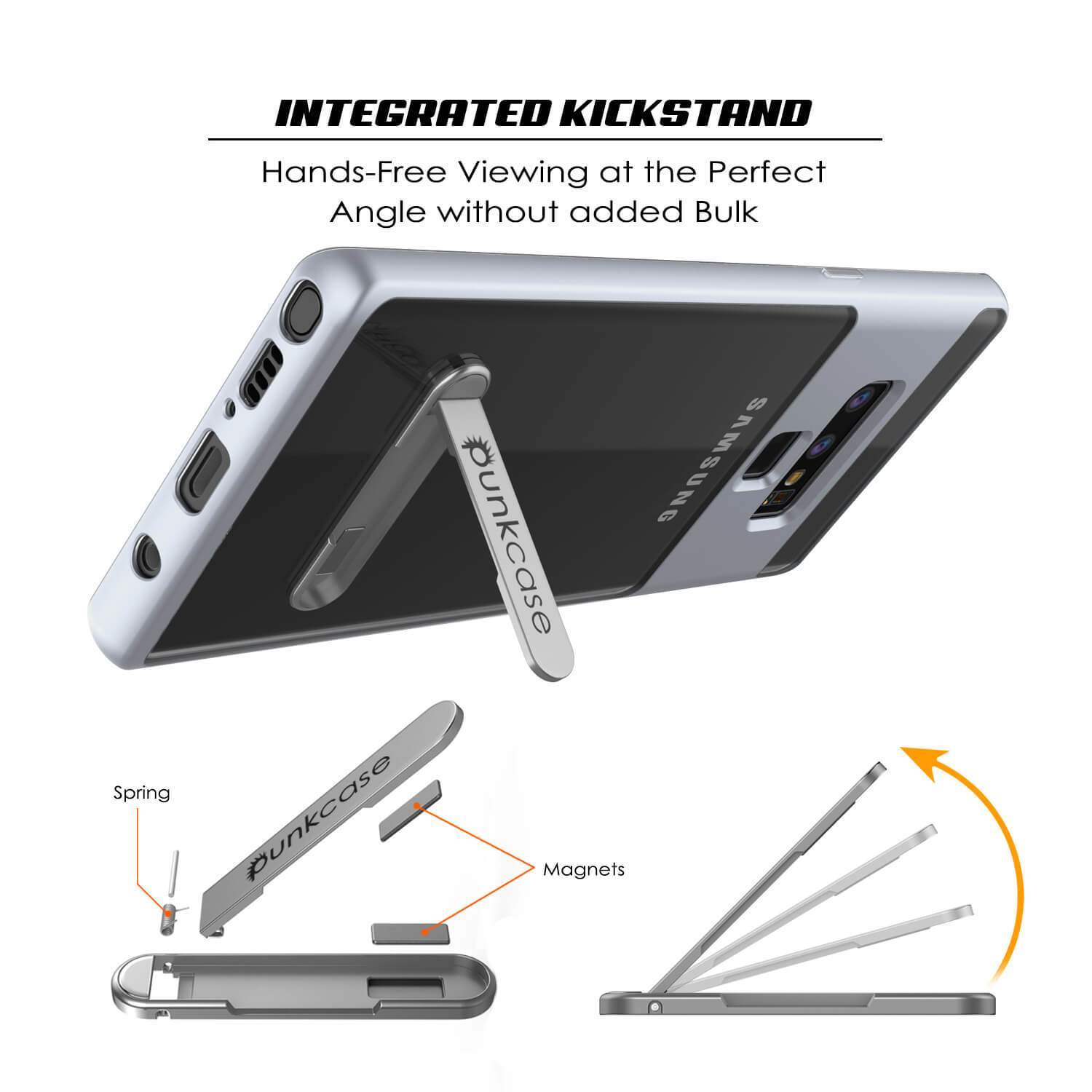 Galaxy Note 9 Lucid 3.0 PunkCase Armor Cover w/Integrated Kickstand and Screen Protector [Silver] (Color in image: Grey)
