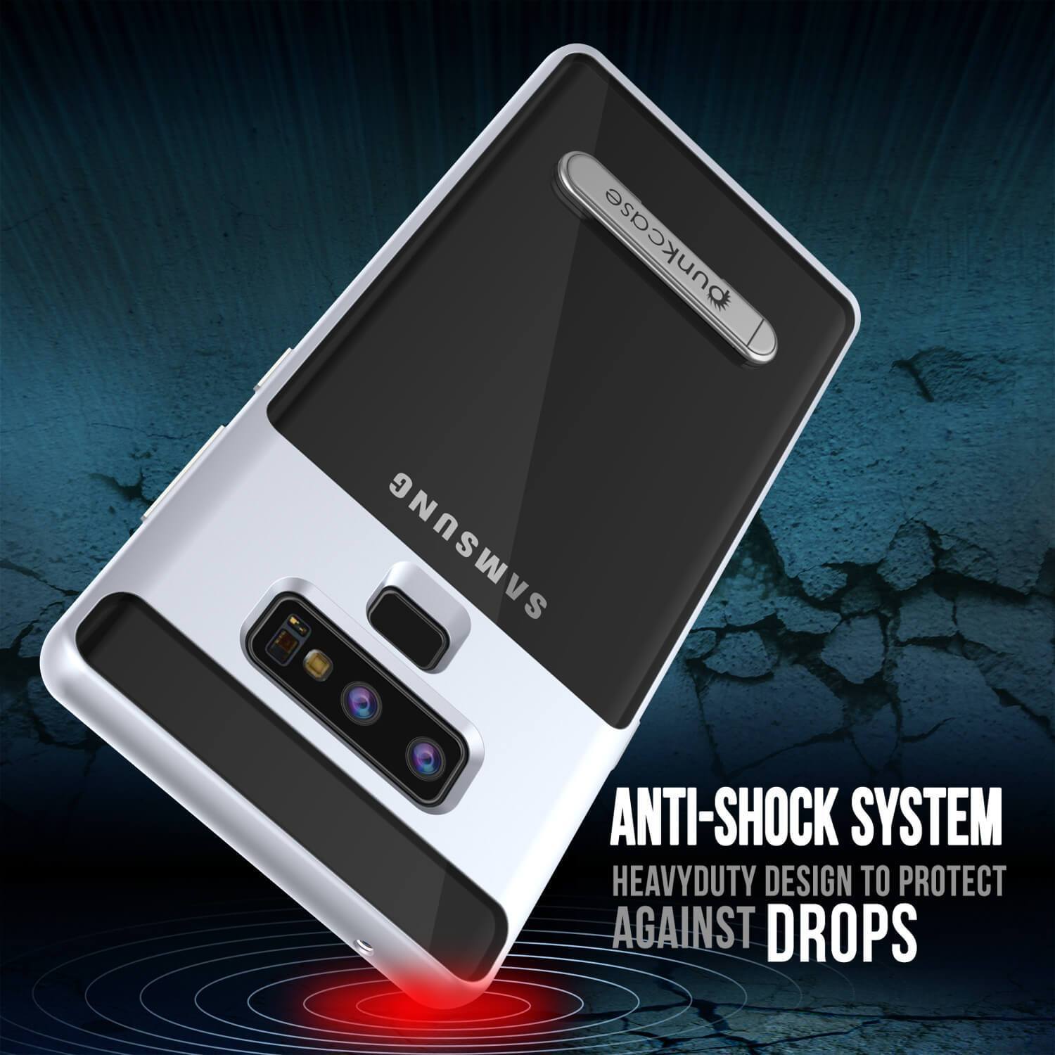 Galaxy Note 9 Lucid 3.0 PunkCase Armor Cover w/Integrated Kickstand and Screen Protector [Silver] (Color in image: Red)