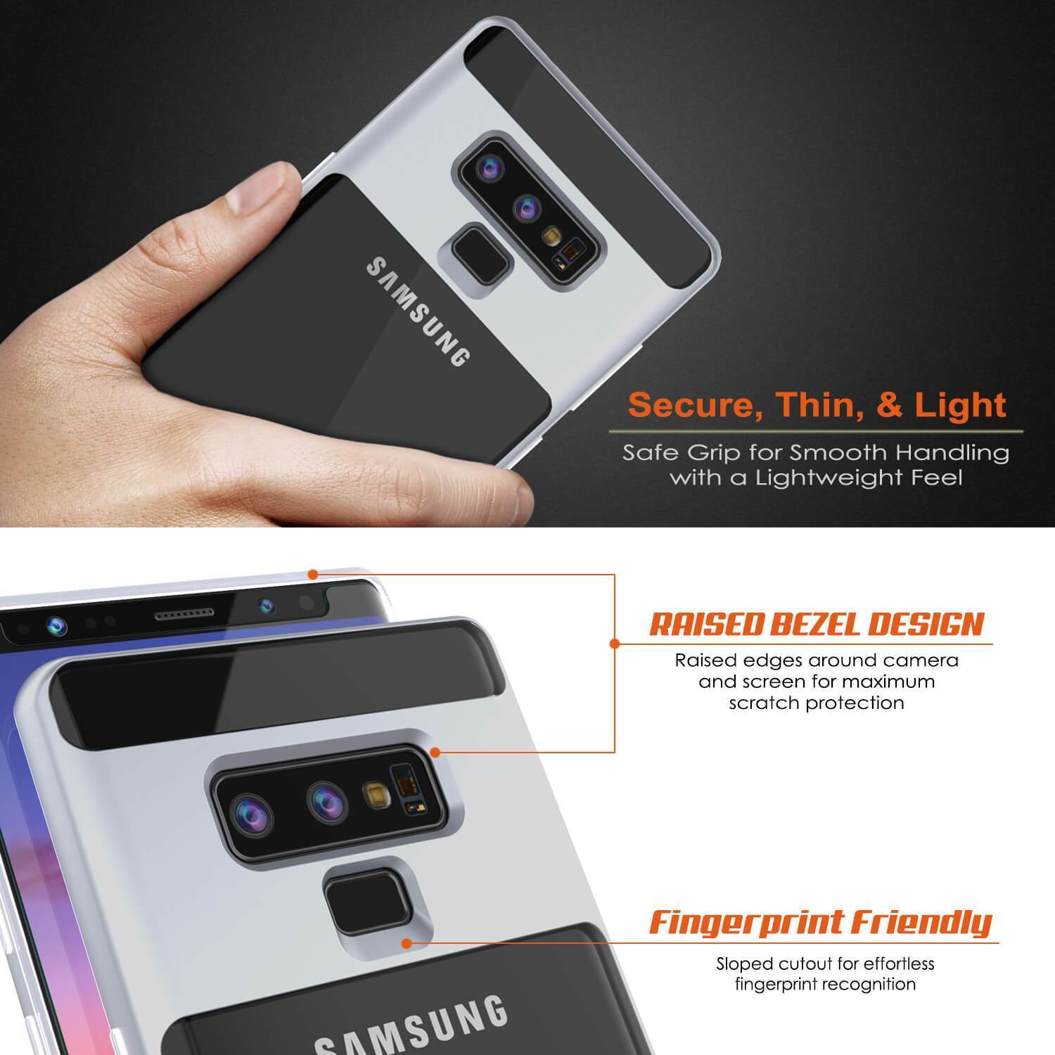 Galaxy Note 9 Lucid 3.0 PunkCase Armor Cover w/Integrated Kickstand and Screen Protector [Silver] (Color in image: Blue)