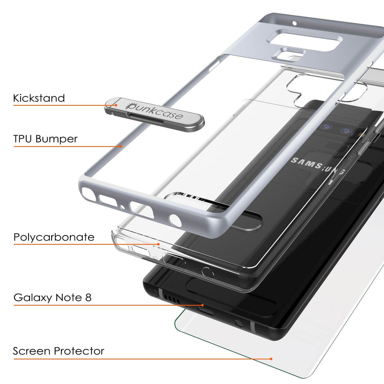 Galaxy Note 9 Lucid 3.0 PunkCase Armor Cover w/Integrated Kickstand and Screen Protector [Silver] (Color in image: Gold)