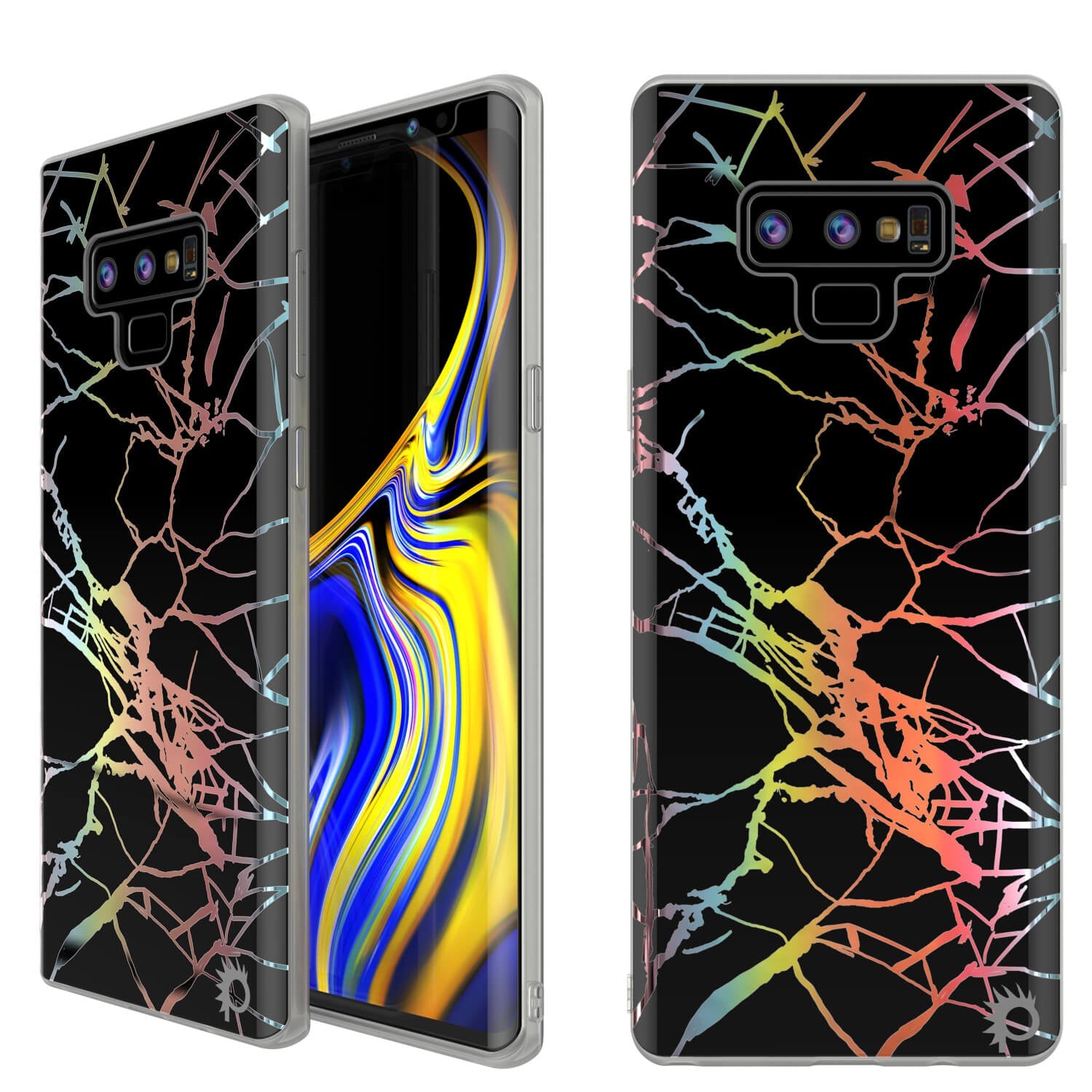 Galaxy Note 9 Corpo Completo com Protetor de Tela Capa de Mármore (Miragem Preta)