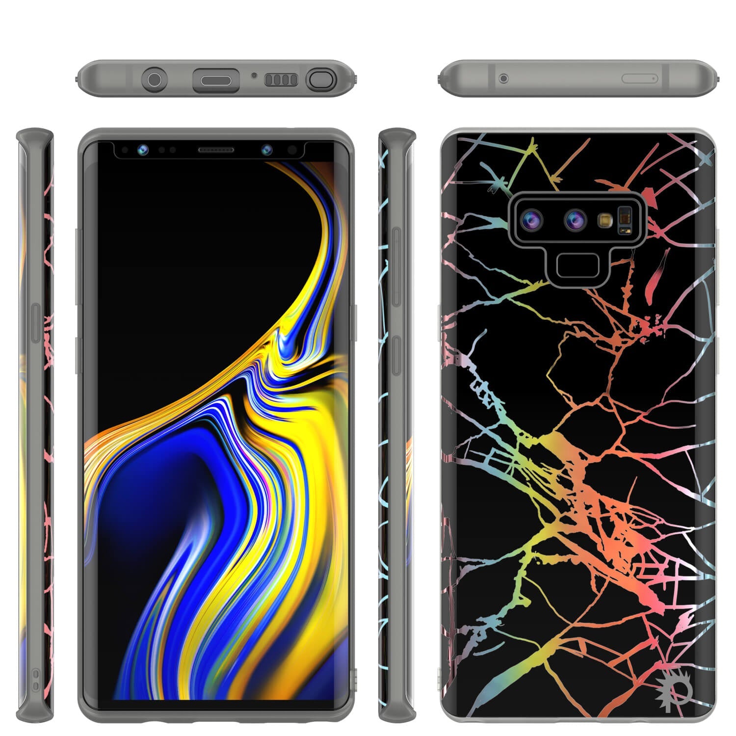 Galaxy Note 9 Corpo Completo com Protetor de Tela Capa de Mármore (Miragem Preta)