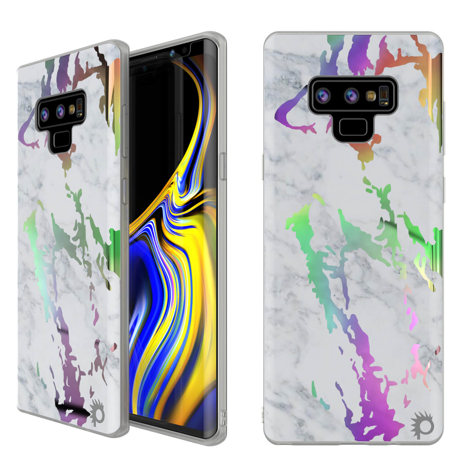 Galaxy Note 9 Corpo Inteiro com Protetor de Tela Capa de Mármore (Branco Mármore)