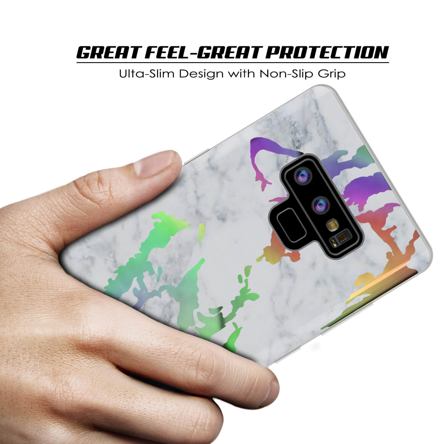 Galaxy Note 9 Corpo Inteiro com Protetor de Tela Capa de Mármore (Branco Mármore)
