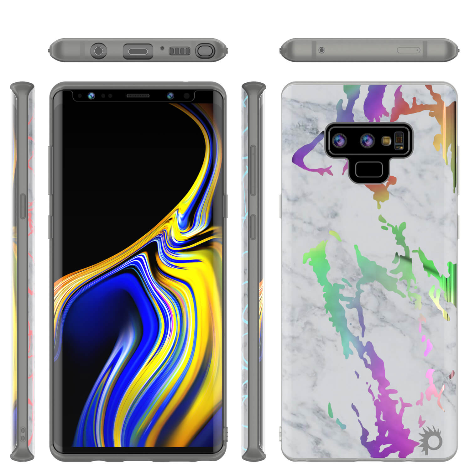 Galaxy Note 9 Corpo Inteiro com Protetor de Tela Capa de Mármore (Branco Mármore)