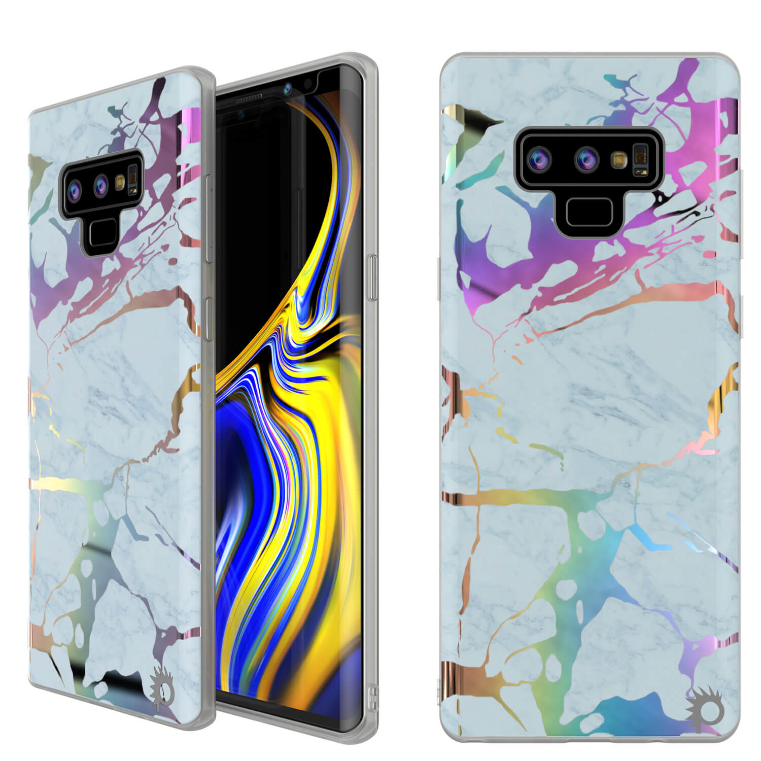 Galaxy Note 9 Corpo Inteiro com Protetor de Tela Capa de Mármore (Marmo Azul)