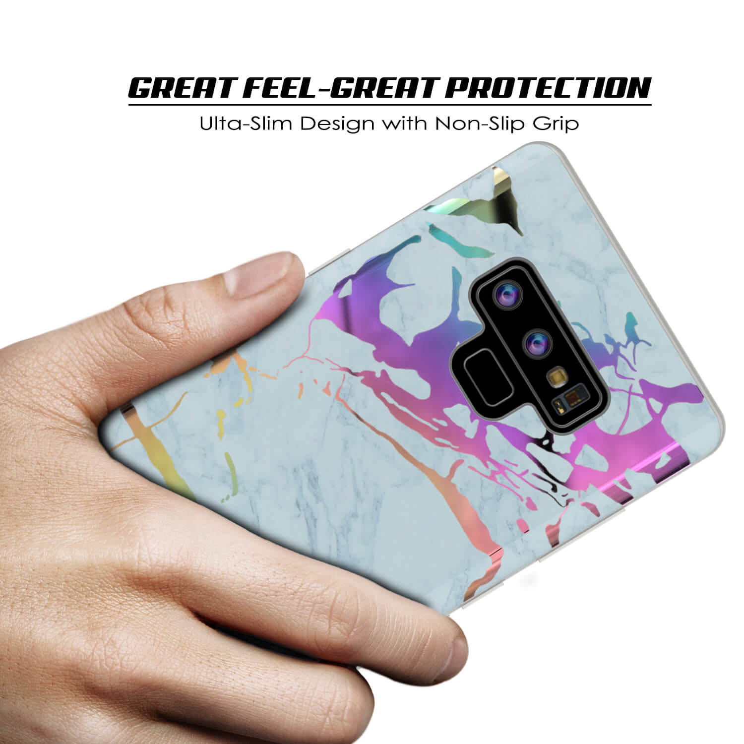Galaxy Note 9 Corpo Inteiro com Protetor de Tela Capa de Mármore (Marmo Azul)