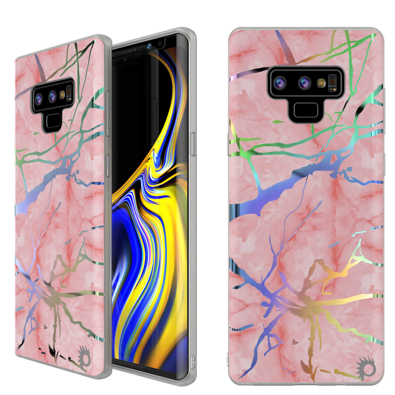 Galaxy Note 9 Corpo Completo com Protetor de Tela Capa de Mármore (Rose Mirage)