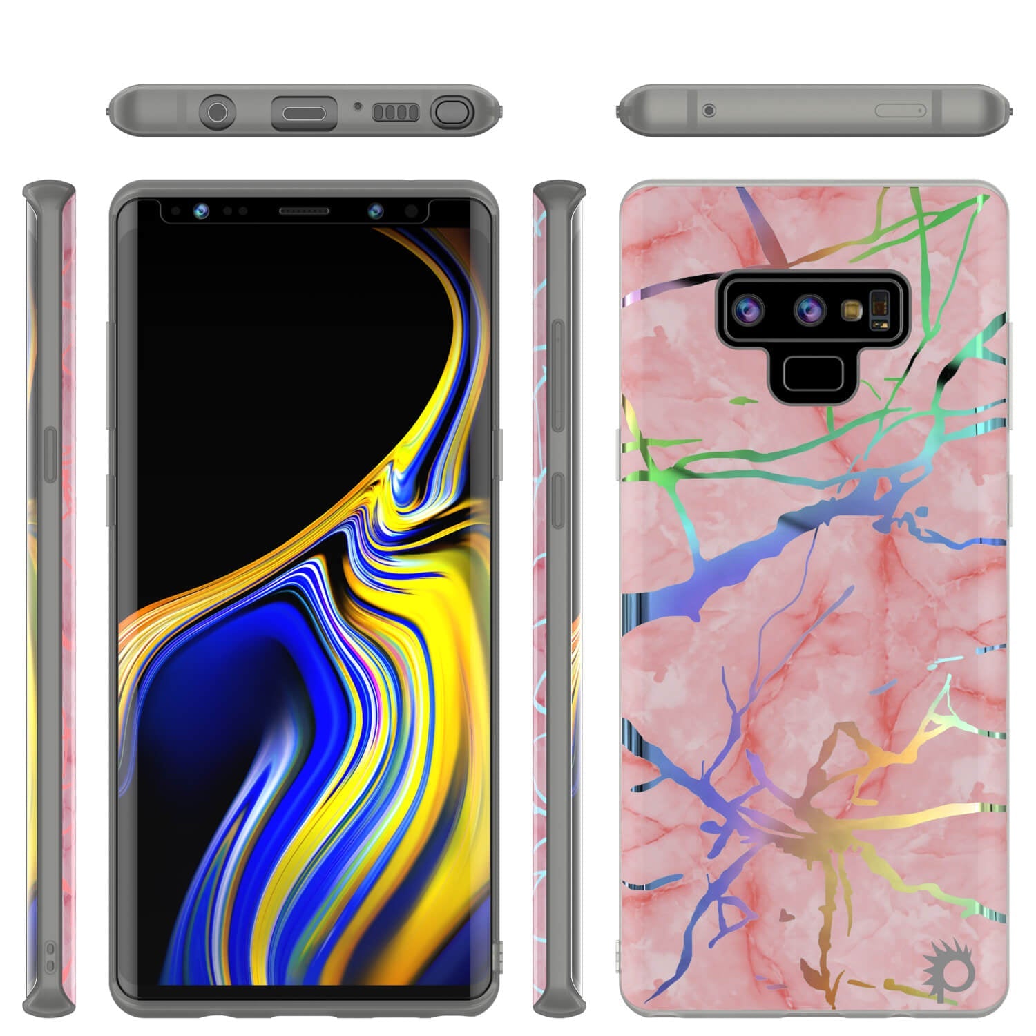 Galaxy Note 9 Corpo Completo com Protetor de Tela Capa de Mármore (Rose Mirage)