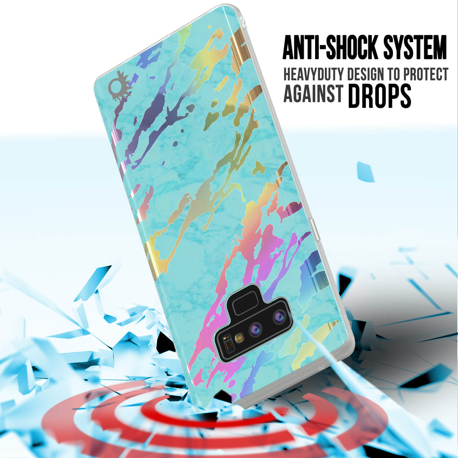Galaxy Note 9 Corpo Inteiro com Protetor de Tela Capa de Mármore [Teal Ônix]