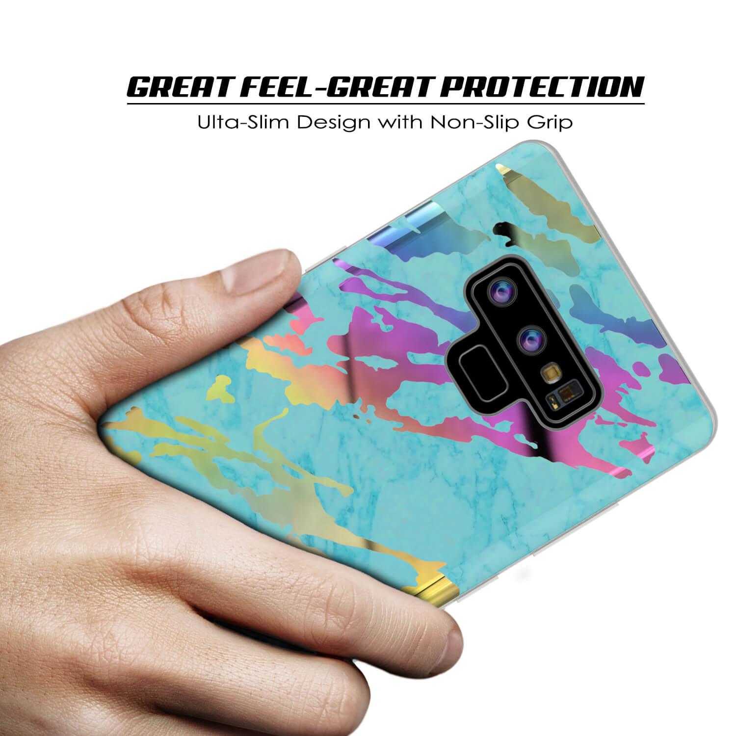 Galaxy Note 9 Corpo Inteiro com Protetor de Tela Capa de Mármore [Teal Ônix]
