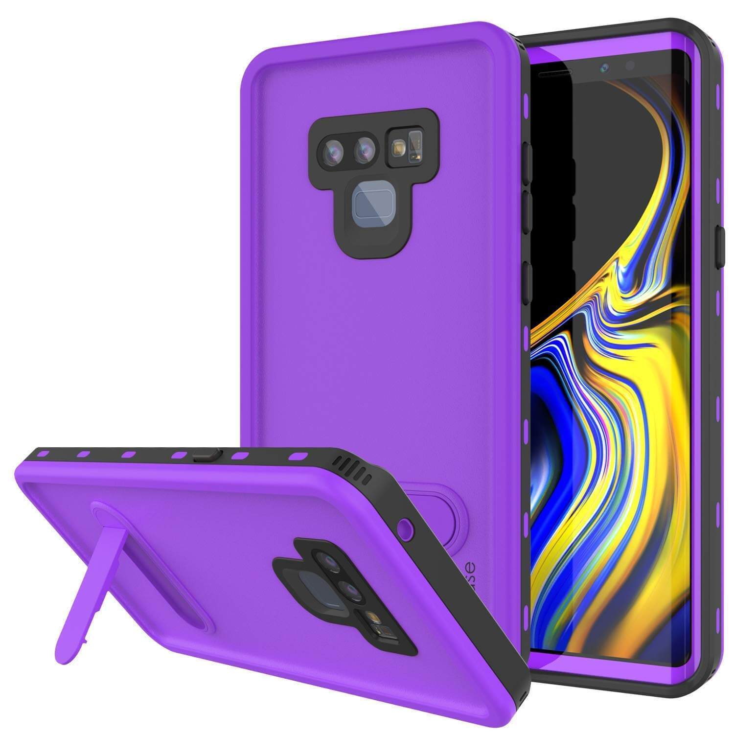 Capa à prova d'água PunkCase Galaxy Note 9, Série KickStud Capa de Armadura Roxa.