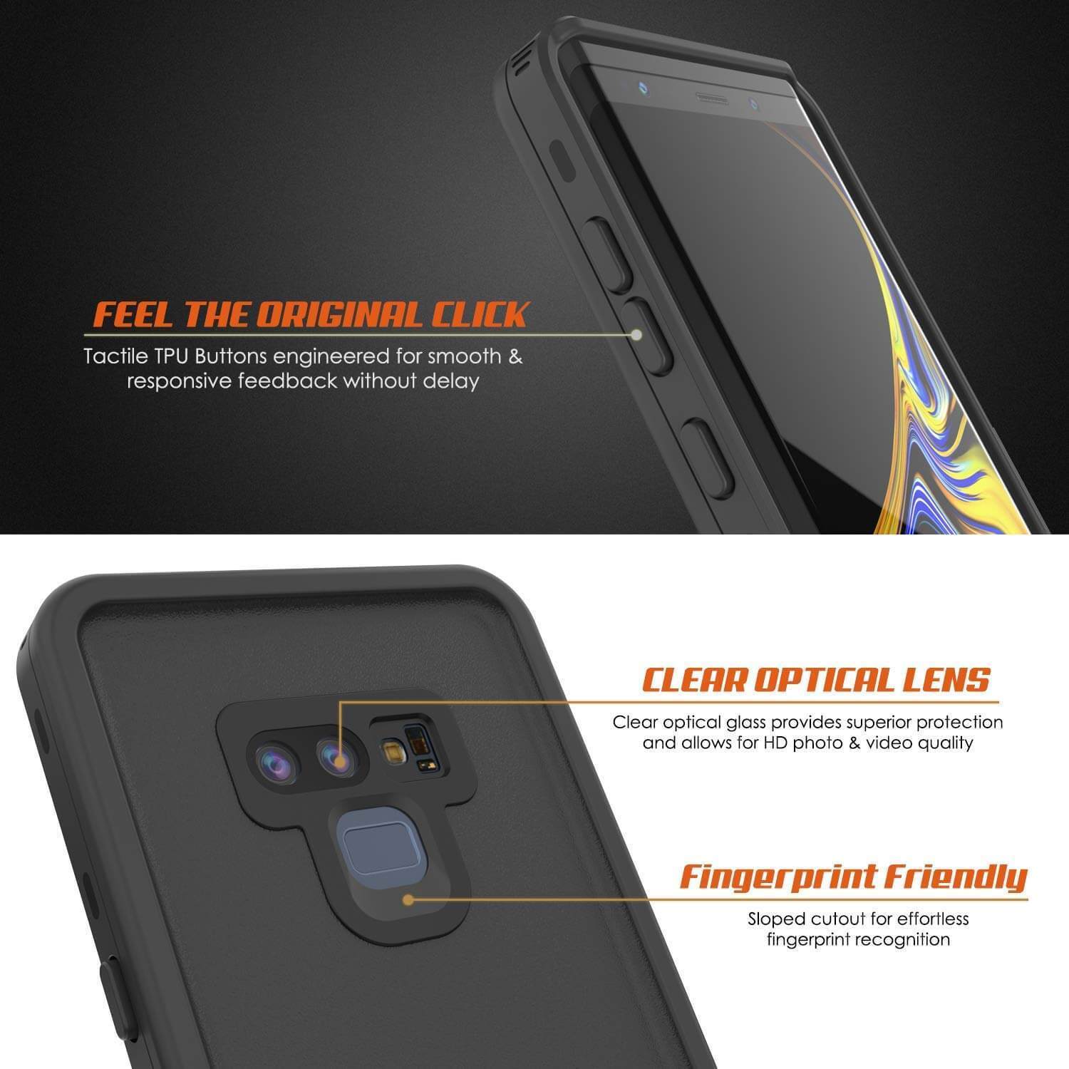 Capa impermeável PunkCase Galaxy Note 9, série KickStud, cobertura de armadura (preto)