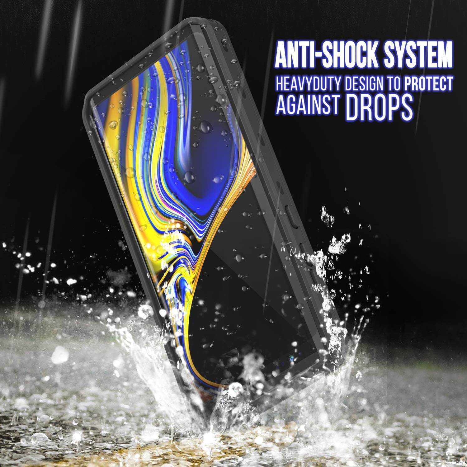 Capa impermeável PunkCase Galaxy Note 9, série KickStud, cobertura de armadura (preto)