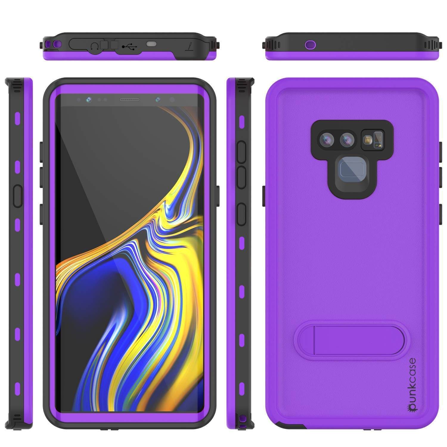 Capa à prova d'água PunkCase Galaxy Note 9, Série KickStud Capa de Armadura Roxa.