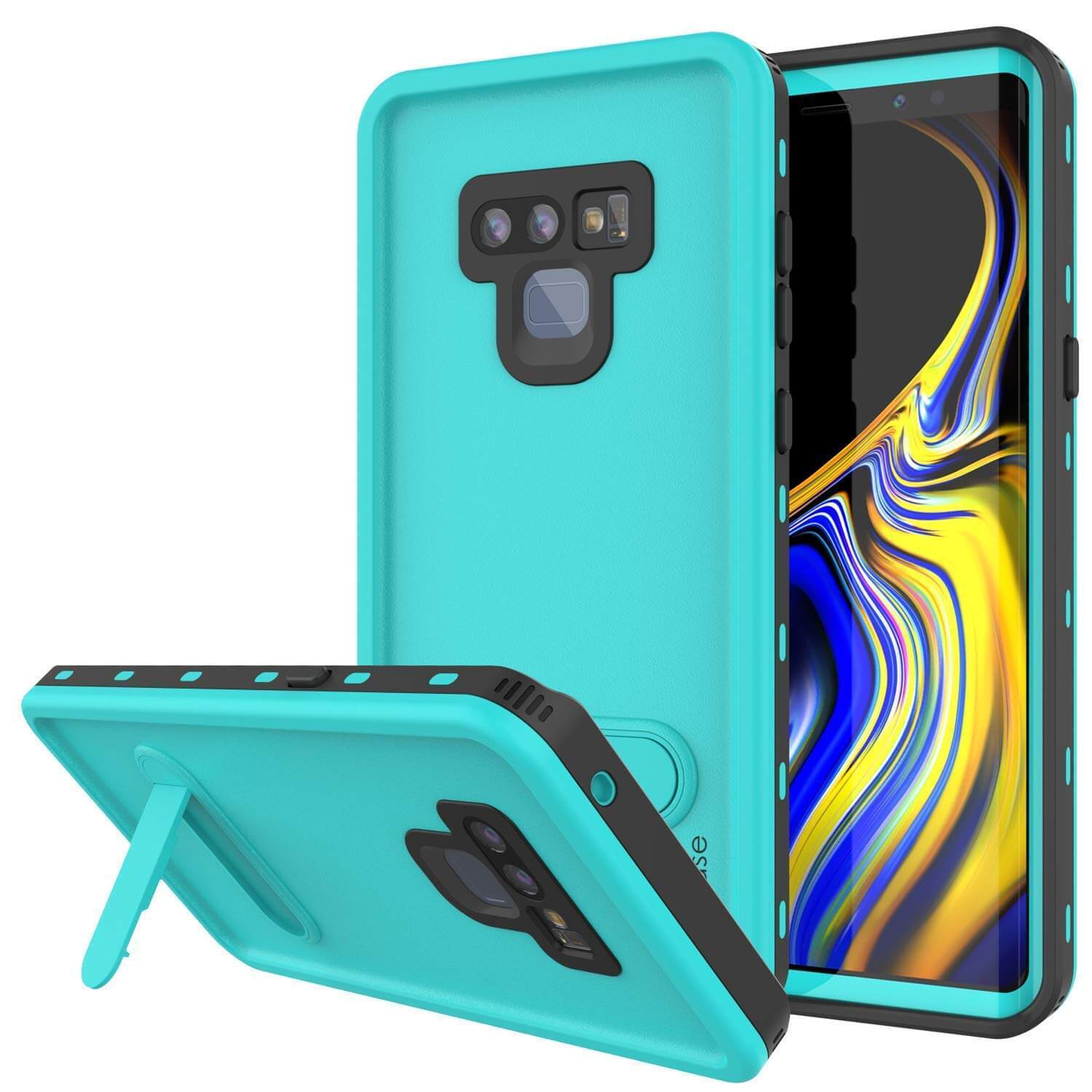 Capa à prova d'água PunkCase Galaxy Note 9, Série KickStud, Armadura [Azul-petróleo]