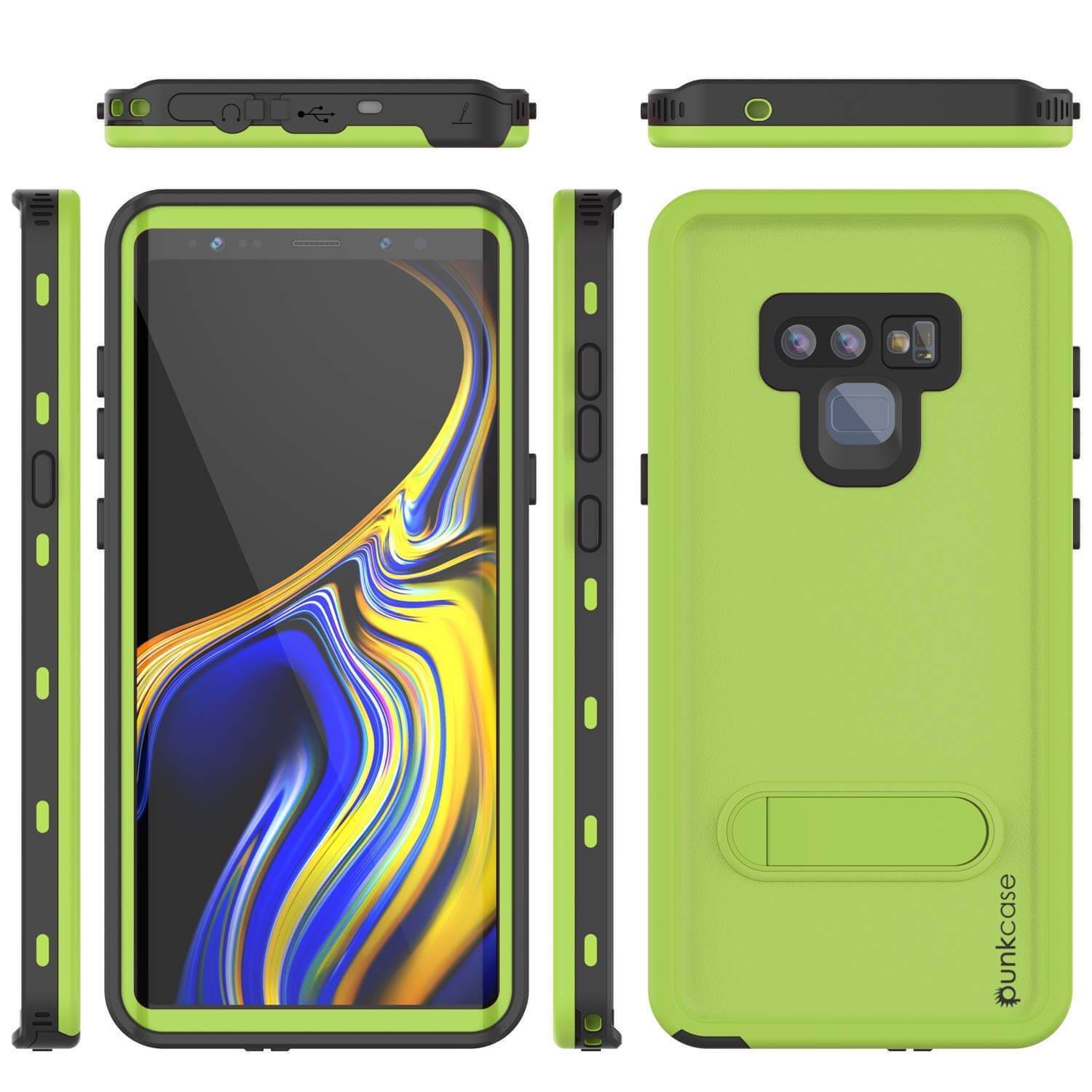 Capa Impermeável PunkCase para Galaxy Note 9, [Série KickStud] Capa de Armadura [Verde-Claro]