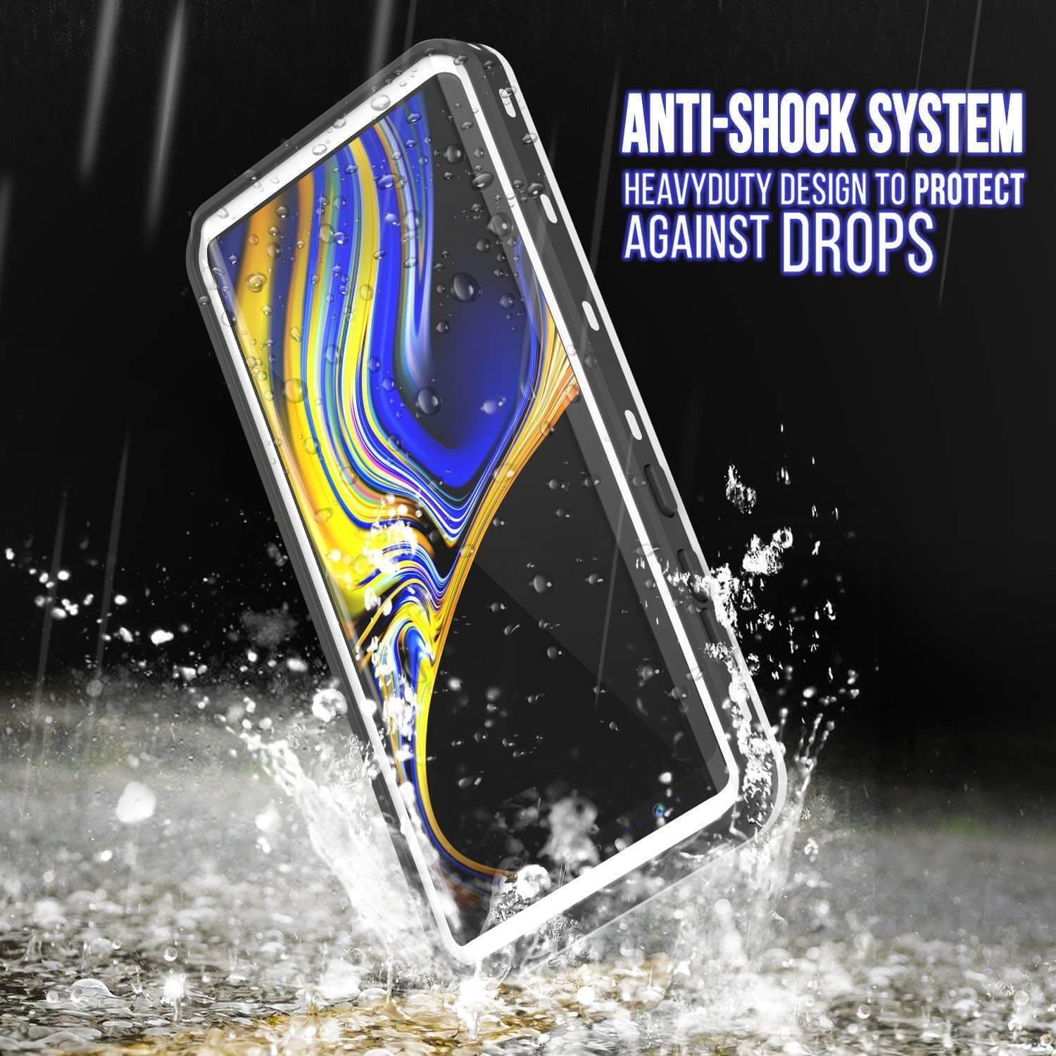Capa à prova d'água PunkCase Galaxy Note 9, Série KickStud, Capa de armadura branca