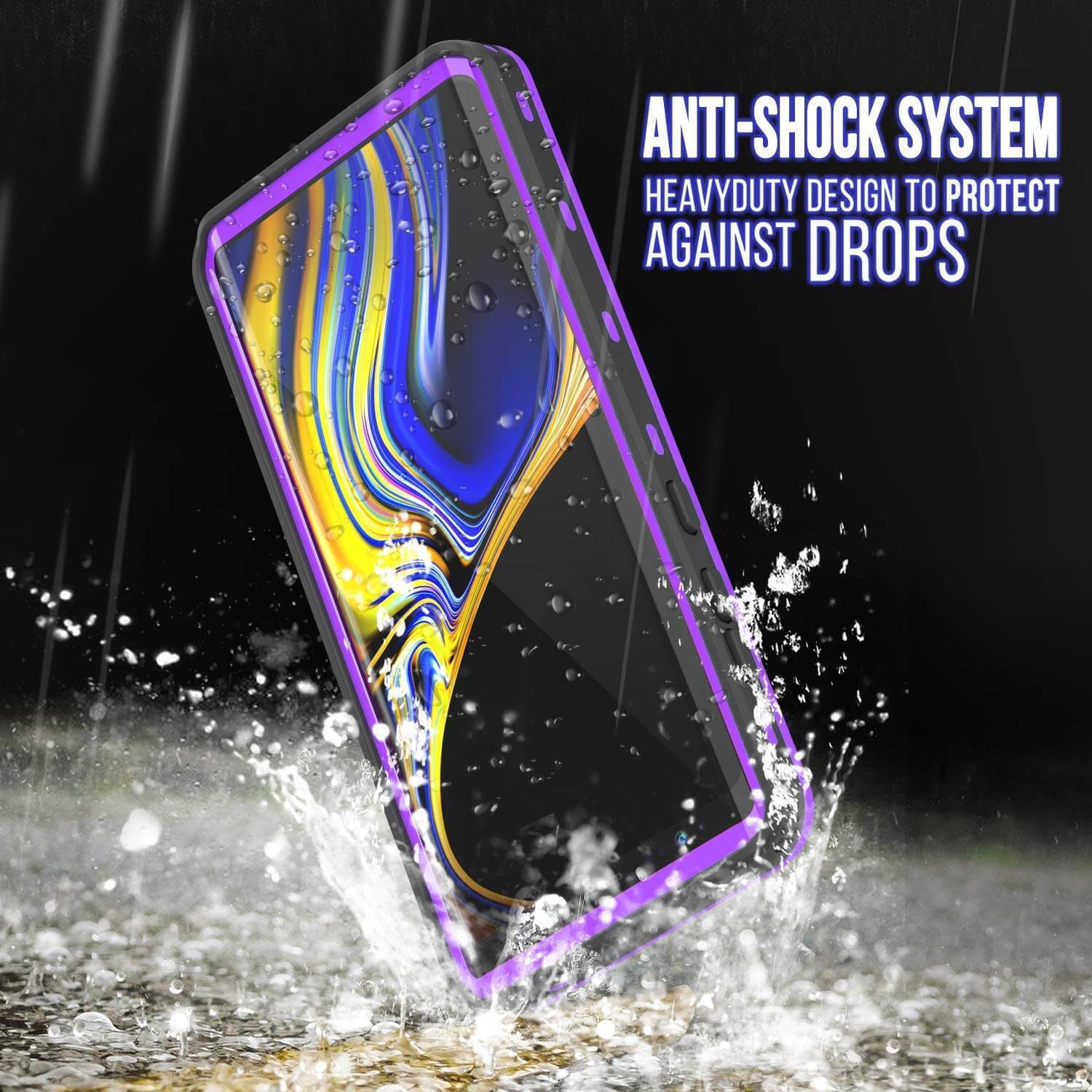 Capa à prova d'água PunkCase Galaxy Note 9, Série KickStud Capa de Armadura Roxa.