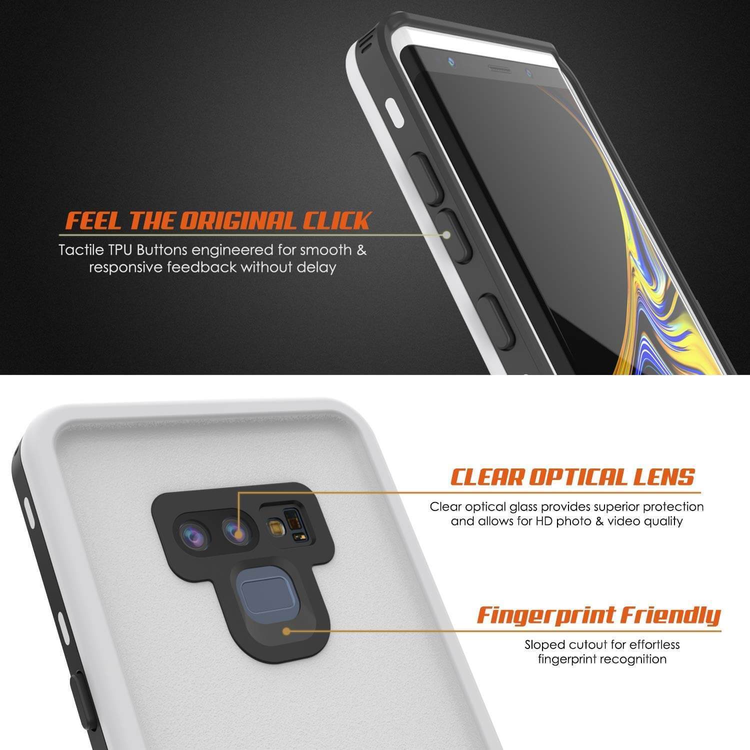 Capa à prova d'água PunkCase Galaxy Note 9, Série KickStud, Capa de armadura branca