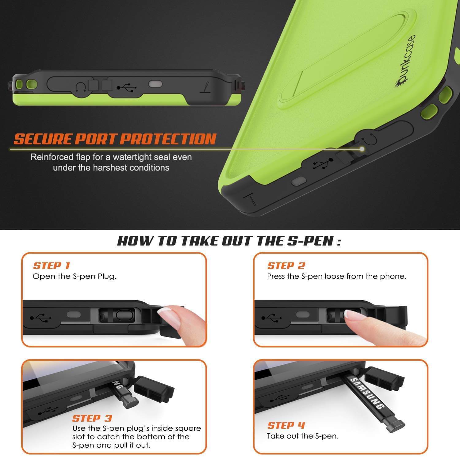 Capa Impermeável PunkCase para Galaxy Note 9, [Série KickStud] Capa de Armadura [Verde-Claro]