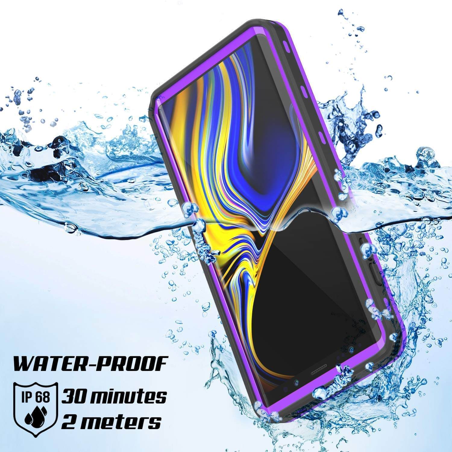 Capa à prova d'água PunkCase Galaxy Note 9, Série KickStud Capa de Armadura Roxa.