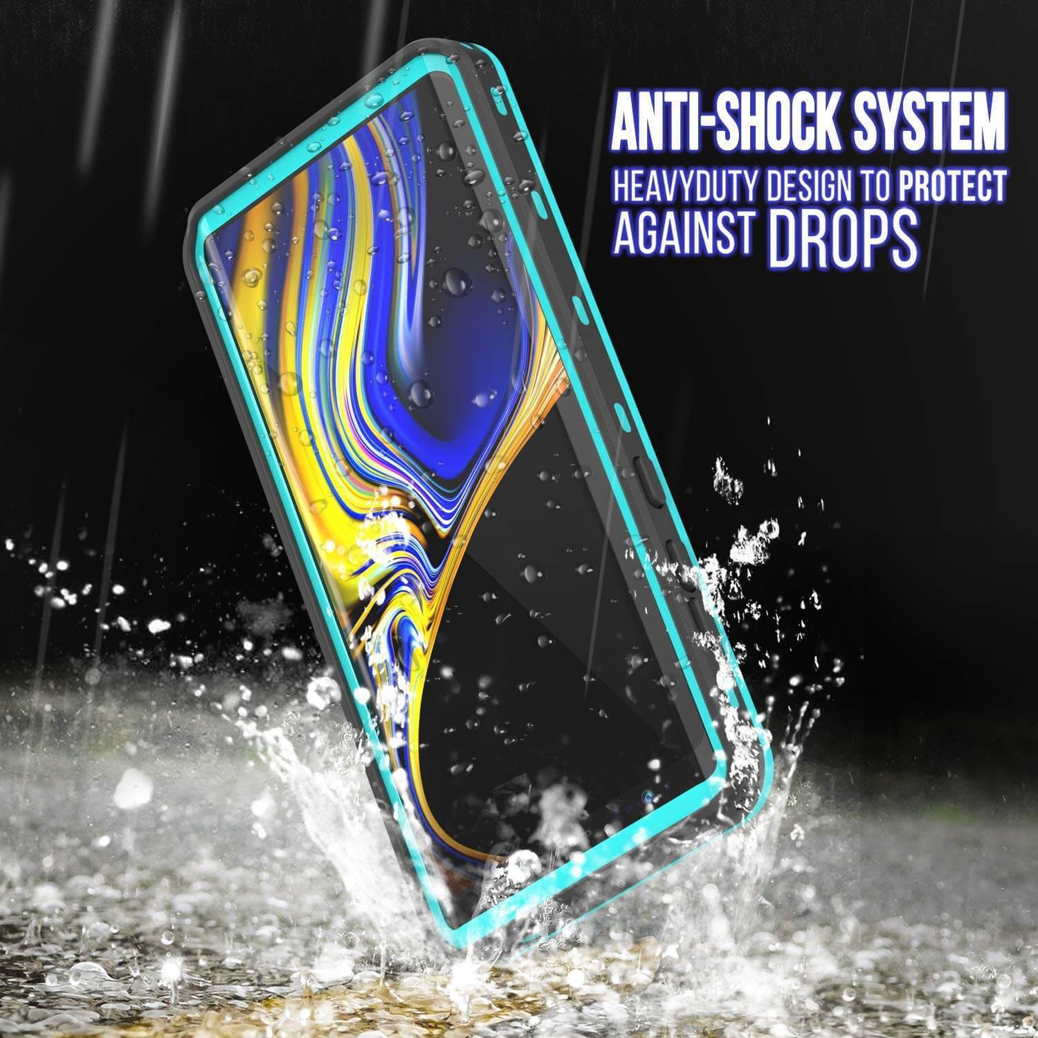 Capa à prova d'água PunkCase Galaxy Note 9, Série KickStud, Armadura [Azul-petróleo]