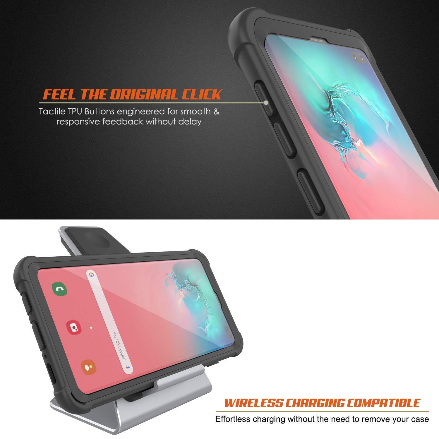 Capa PunkCase para Galaxy S10 Plus, Série Spartan, Capa Resistente e Resistente com Protetor de Tela Embutido (Preto)