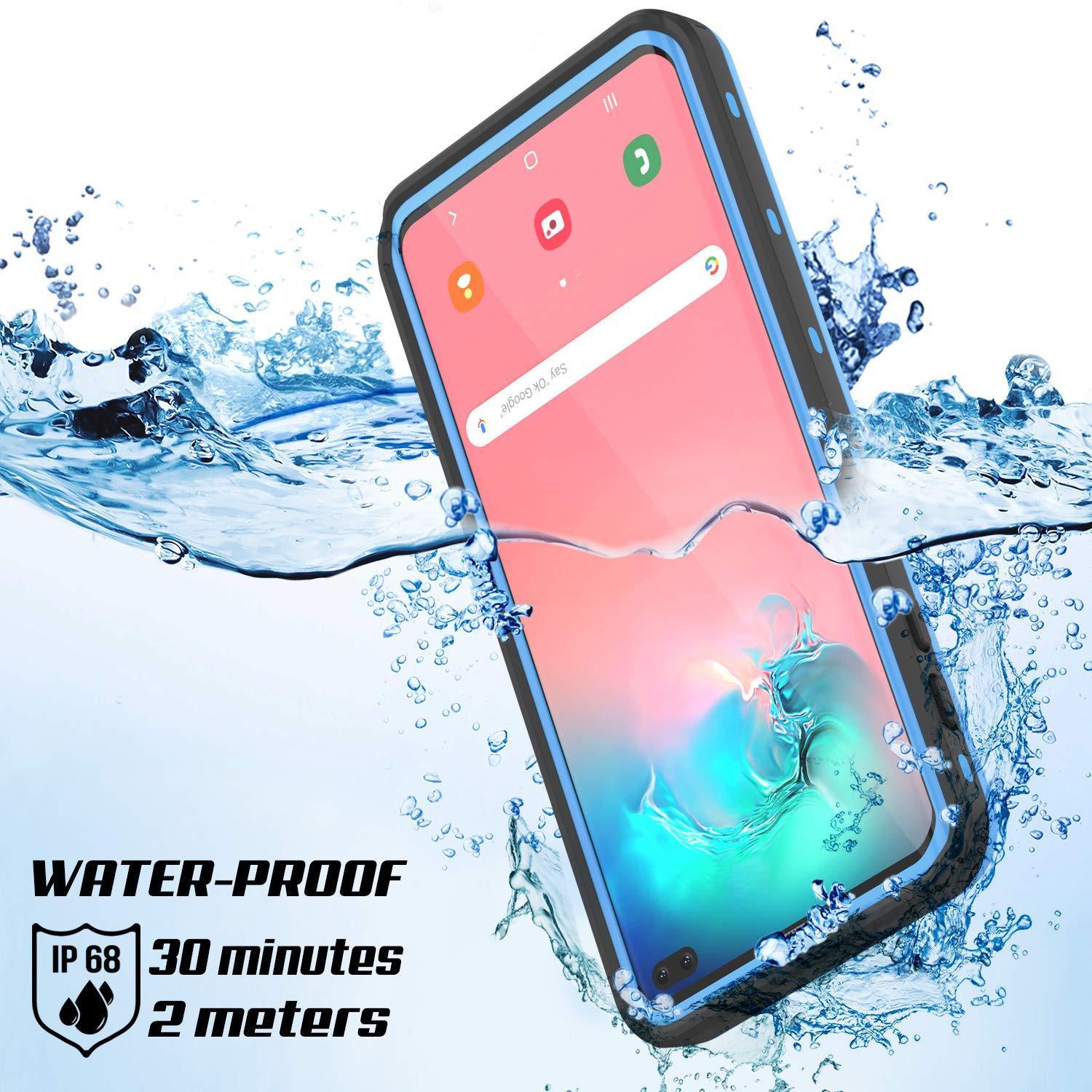 Capa à prova d'água para Galaxy S10+ Plus, Punkcase [Série KickStud] Capa Armor [Azul Claro]