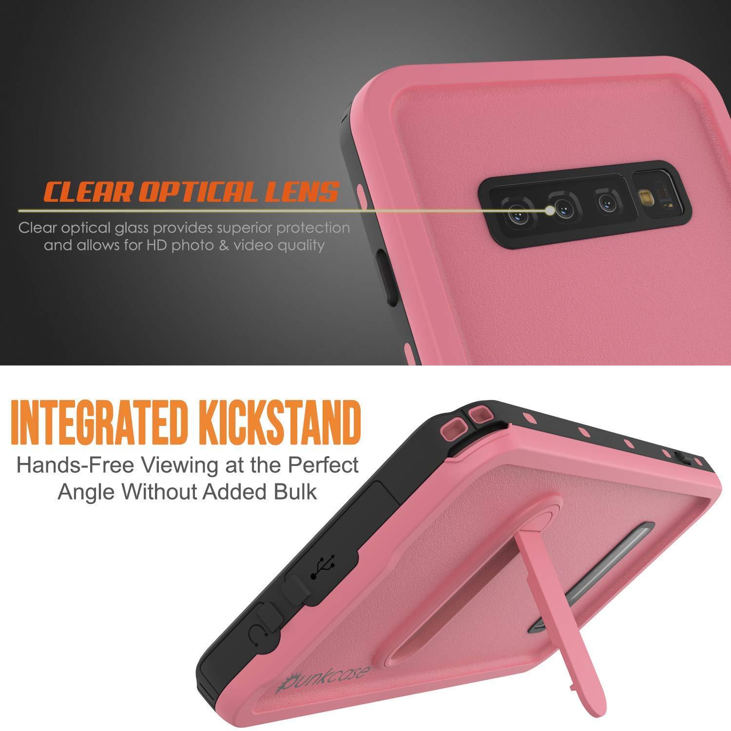 Capa à prova d'água para Galaxy S10+ Plus, Punkcase [Série KickStud] Capa de Armadura [Rosa]