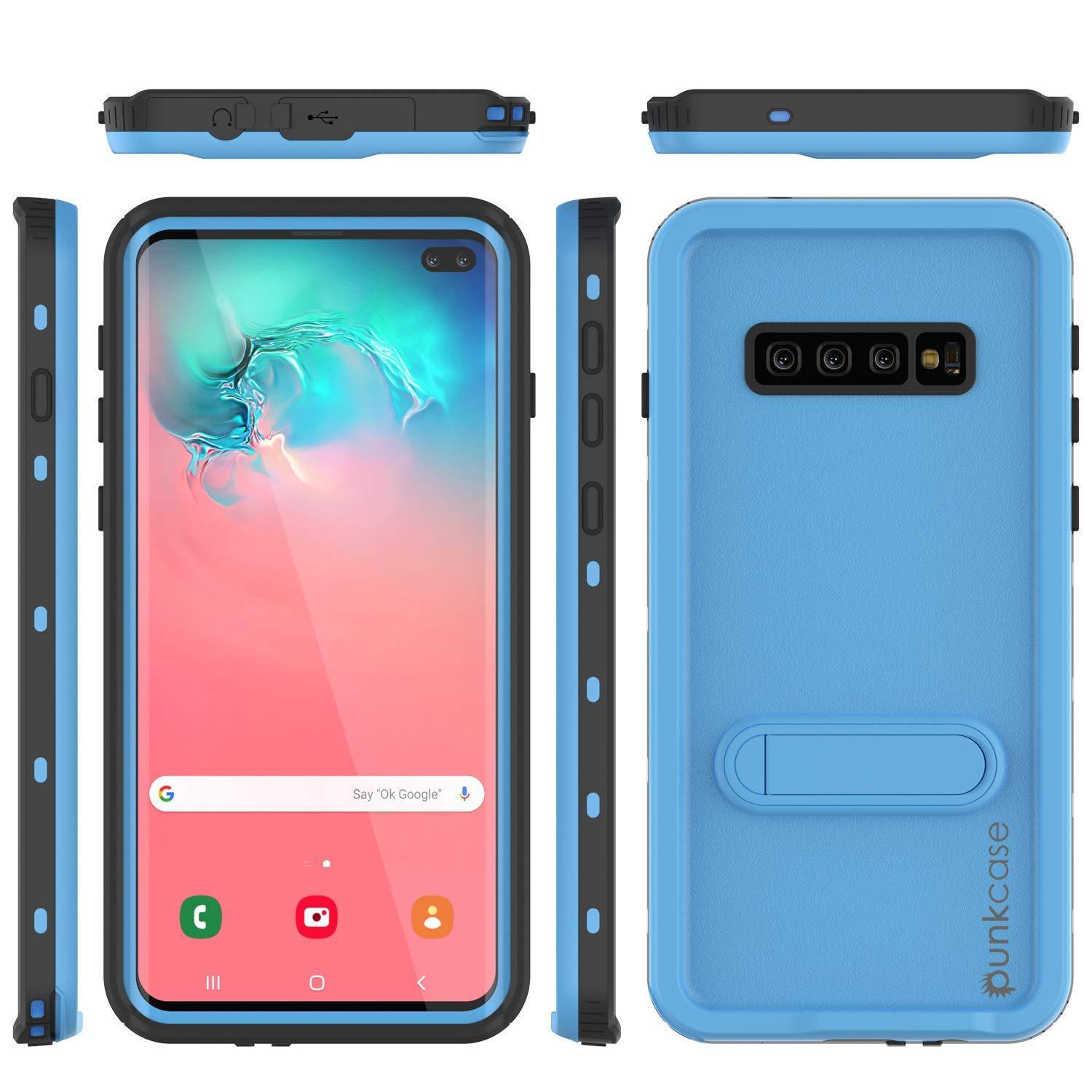 Capa à prova d'água para Galaxy S10+ Plus, Punkcase [Série KickStud] Capa Armor [Azul Claro]