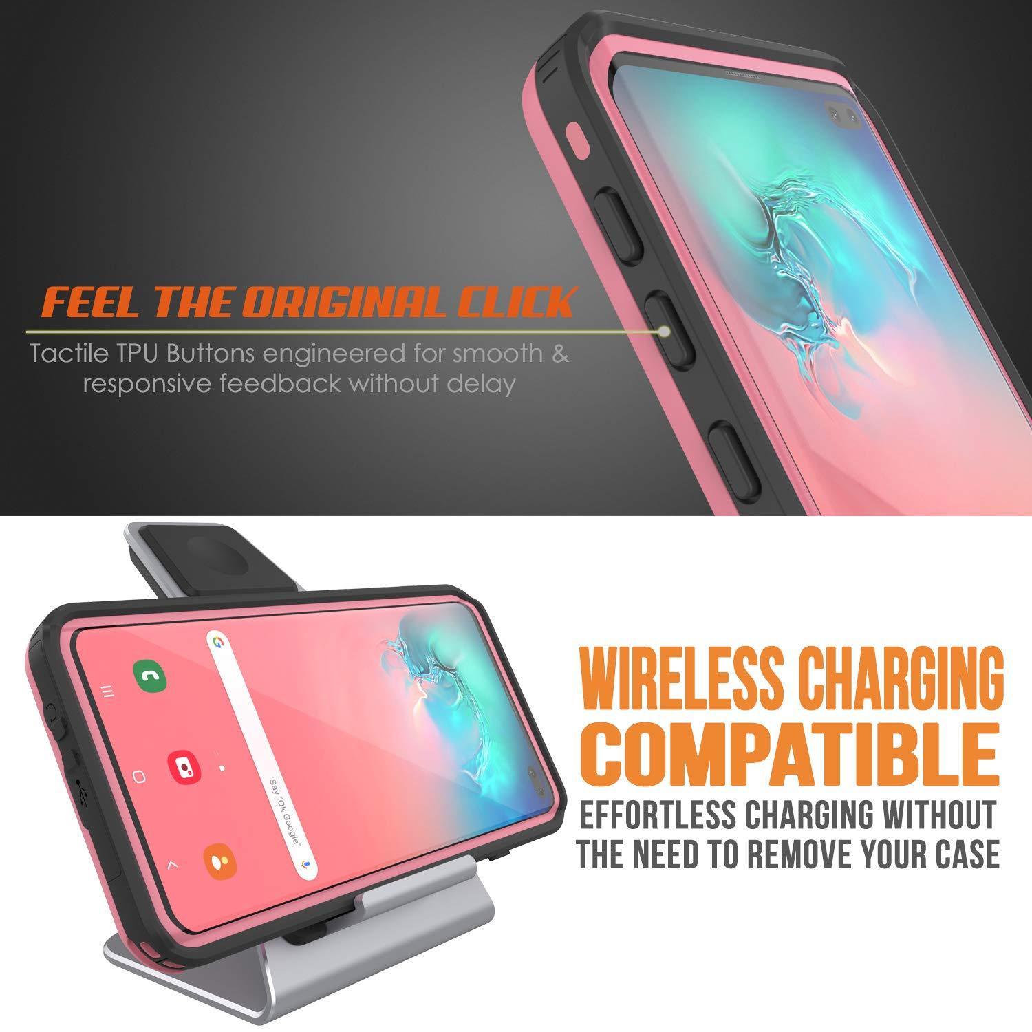 Capa à prova d'água para Galaxy S10+ Plus, Punkcase [Série KickStud] Capa de Armadura [Rosa]