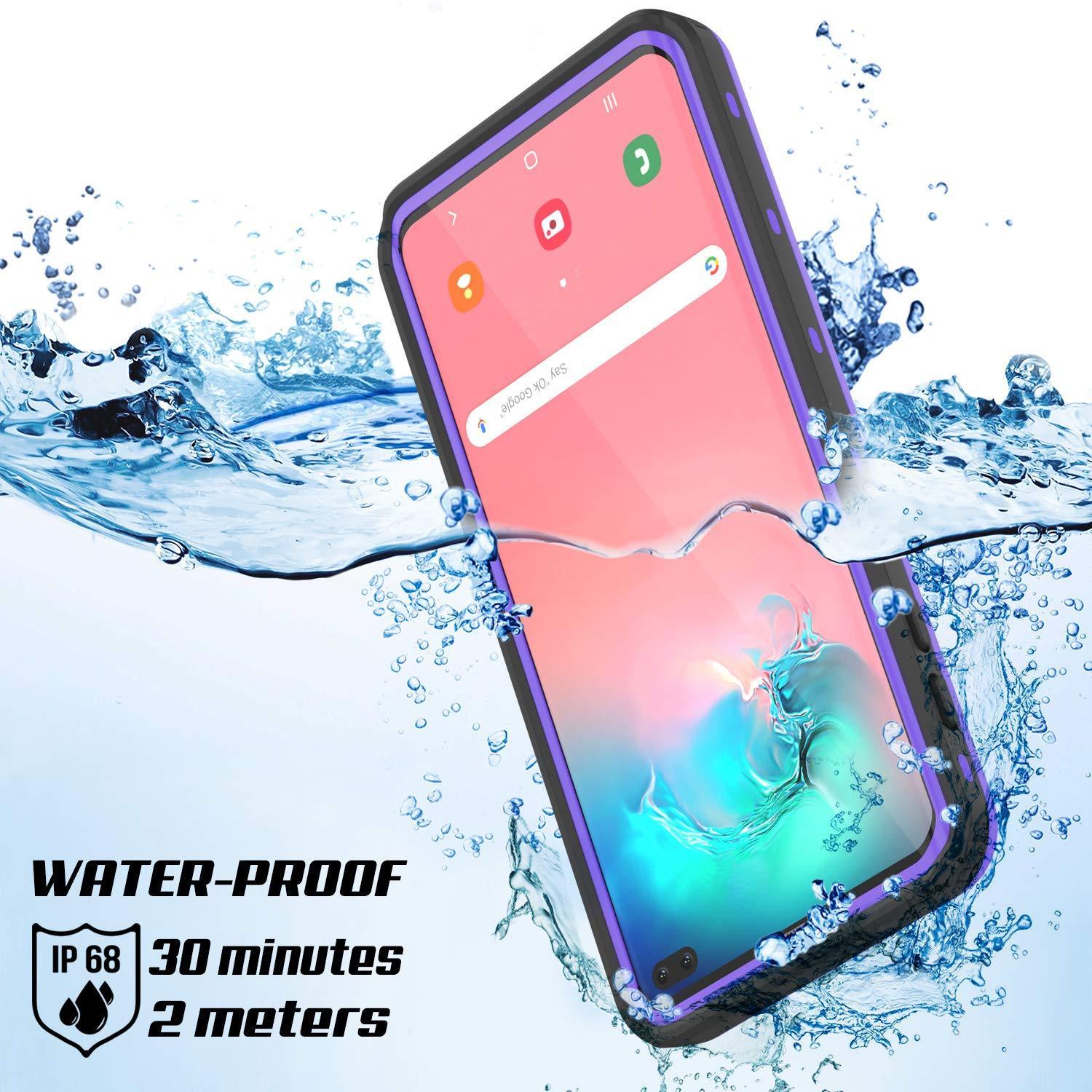 Capa à prova d'água Galaxy S10+ Plus, Punkcase [Série KickStud] Capa de armadura [Roxa]