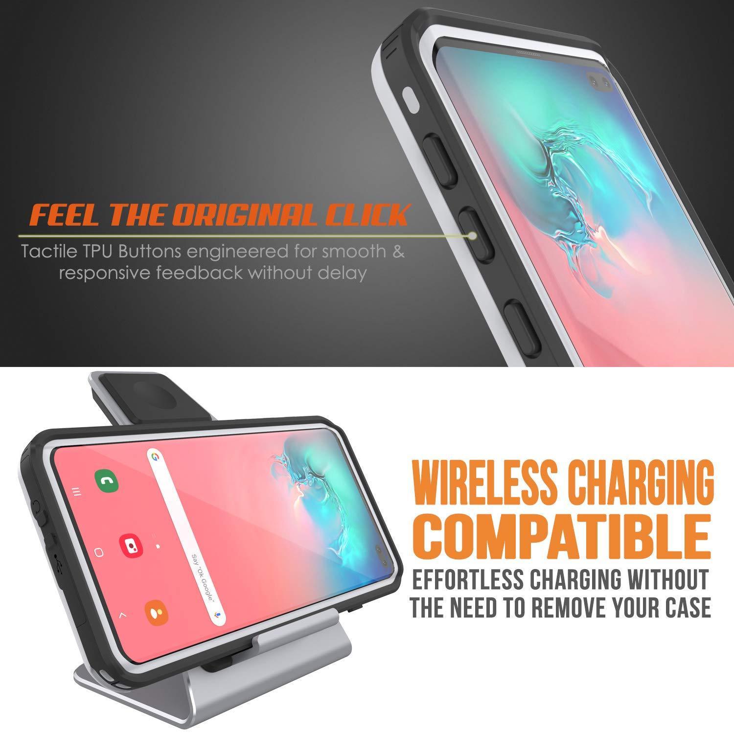 Capa impermeável para Galaxy S10+ Plus, Punkcase [Série KickStud] Capa de Armadura [Branca]