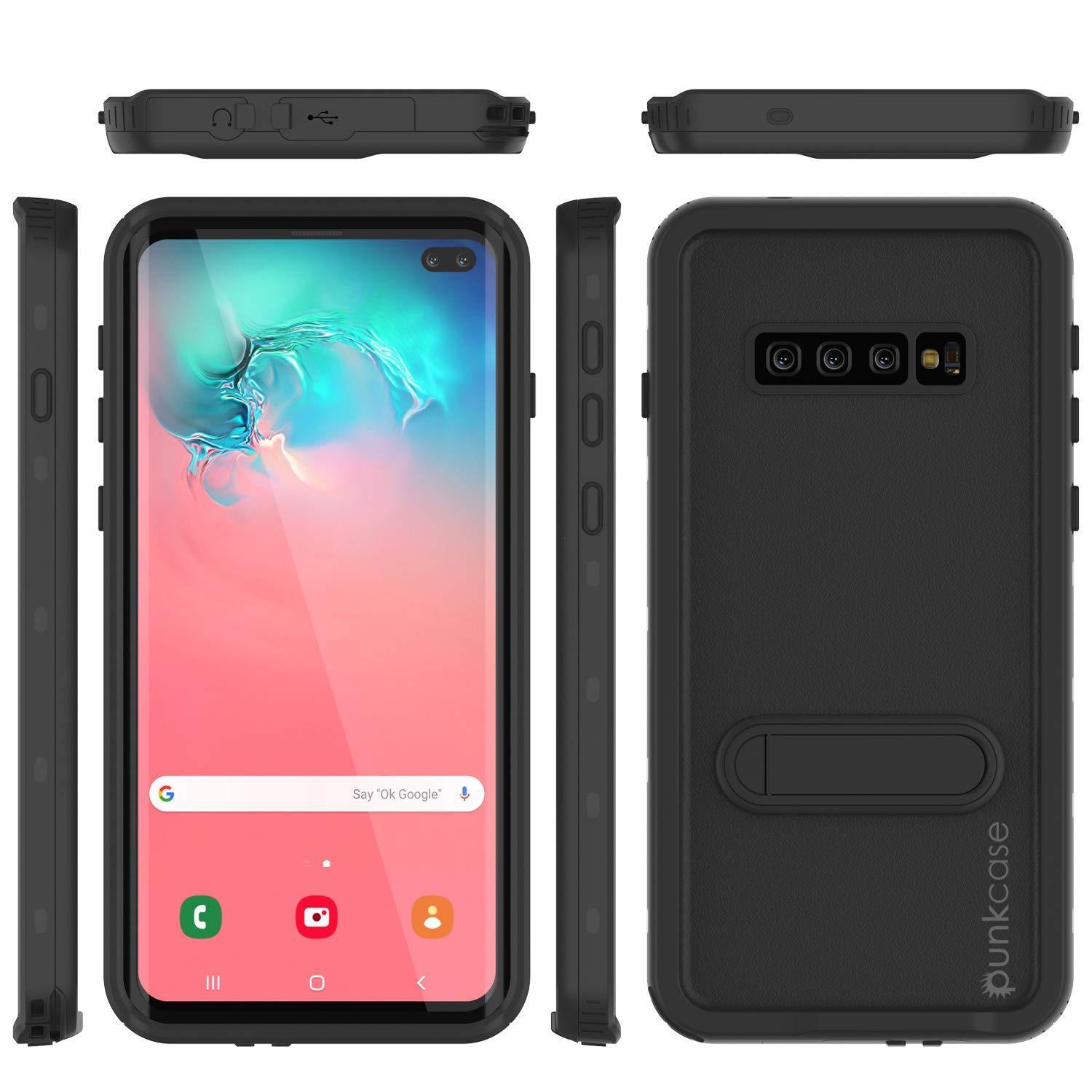 Capa à prova d'água para Galaxy S10+ Plus, Punkcase [Série KickStud] Capa de Armadura [Preto]