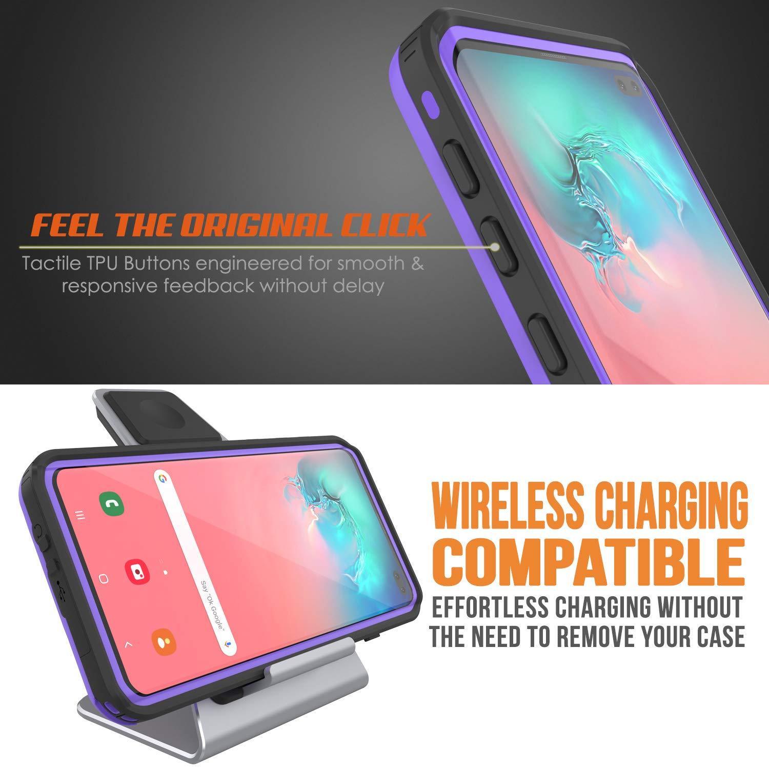 Capa à prova d'água Galaxy S10+ Plus, Punkcase [Série KickStud] Capa de armadura [Roxa]