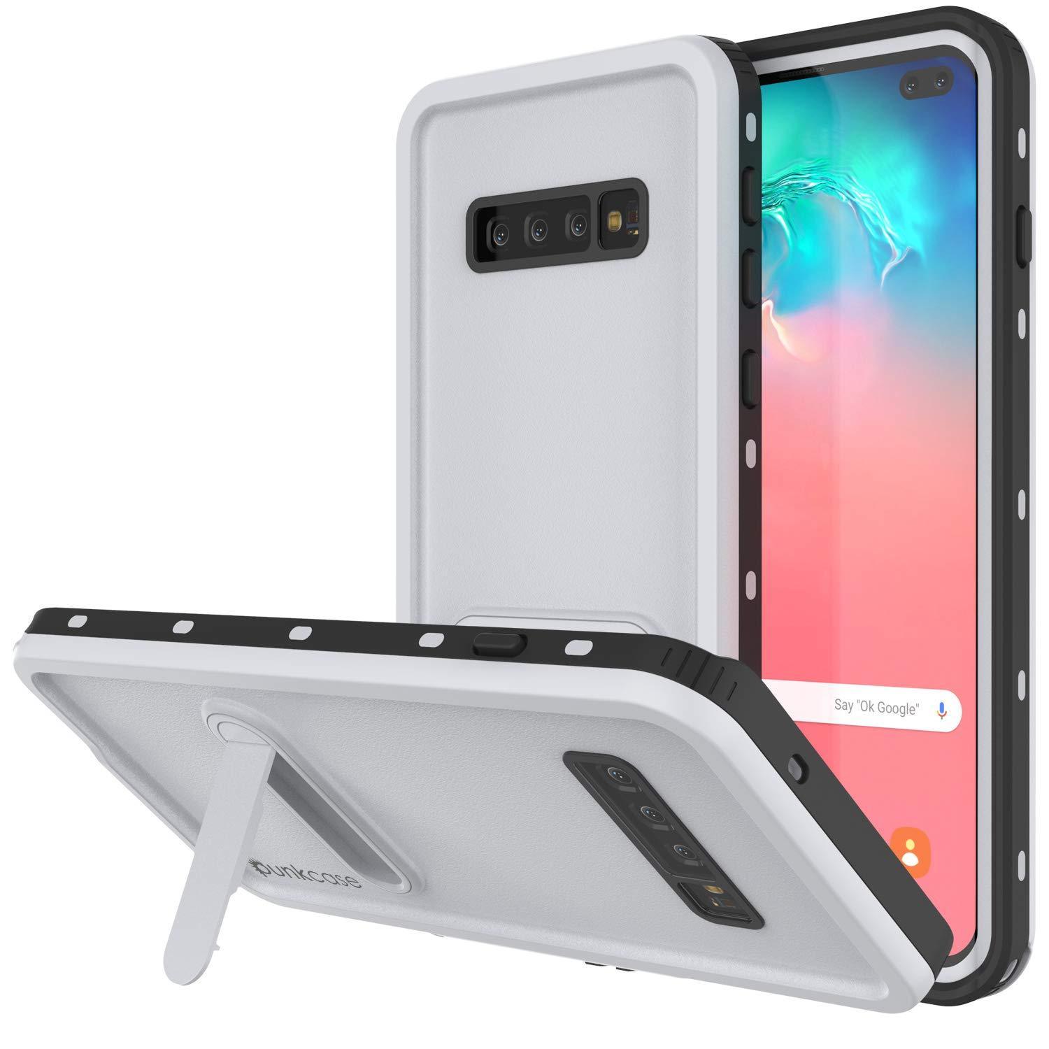 Capa impermeável para Galaxy S10+ Plus, Punkcase [Série KickStud] Capa de Armadura [Branca]