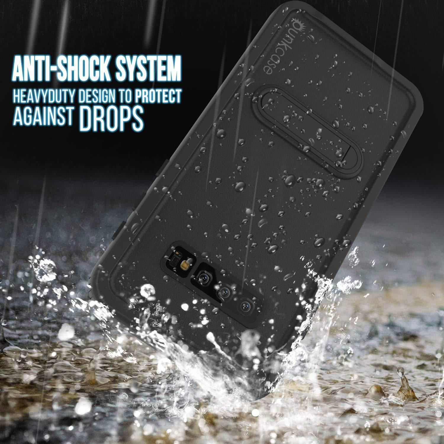 Capa à prova d'água para Galaxy S10+ Plus, Punkcase [Série KickStud] Capa de Armadura [Preto]