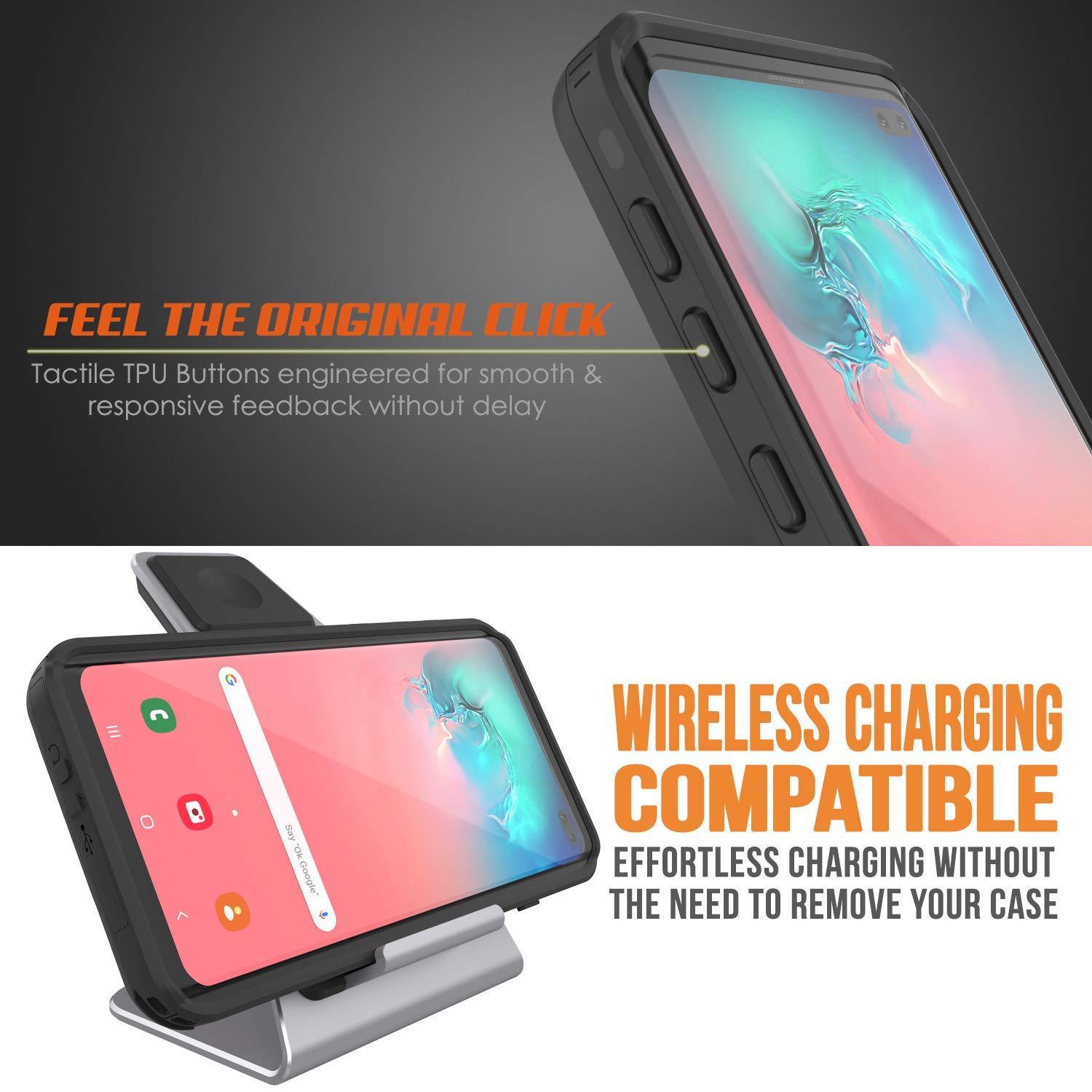 Capa à prova d'água para Galaxy S10+ Plus, Punkcase [Série KickStud] Capa de Armadura [Preto]